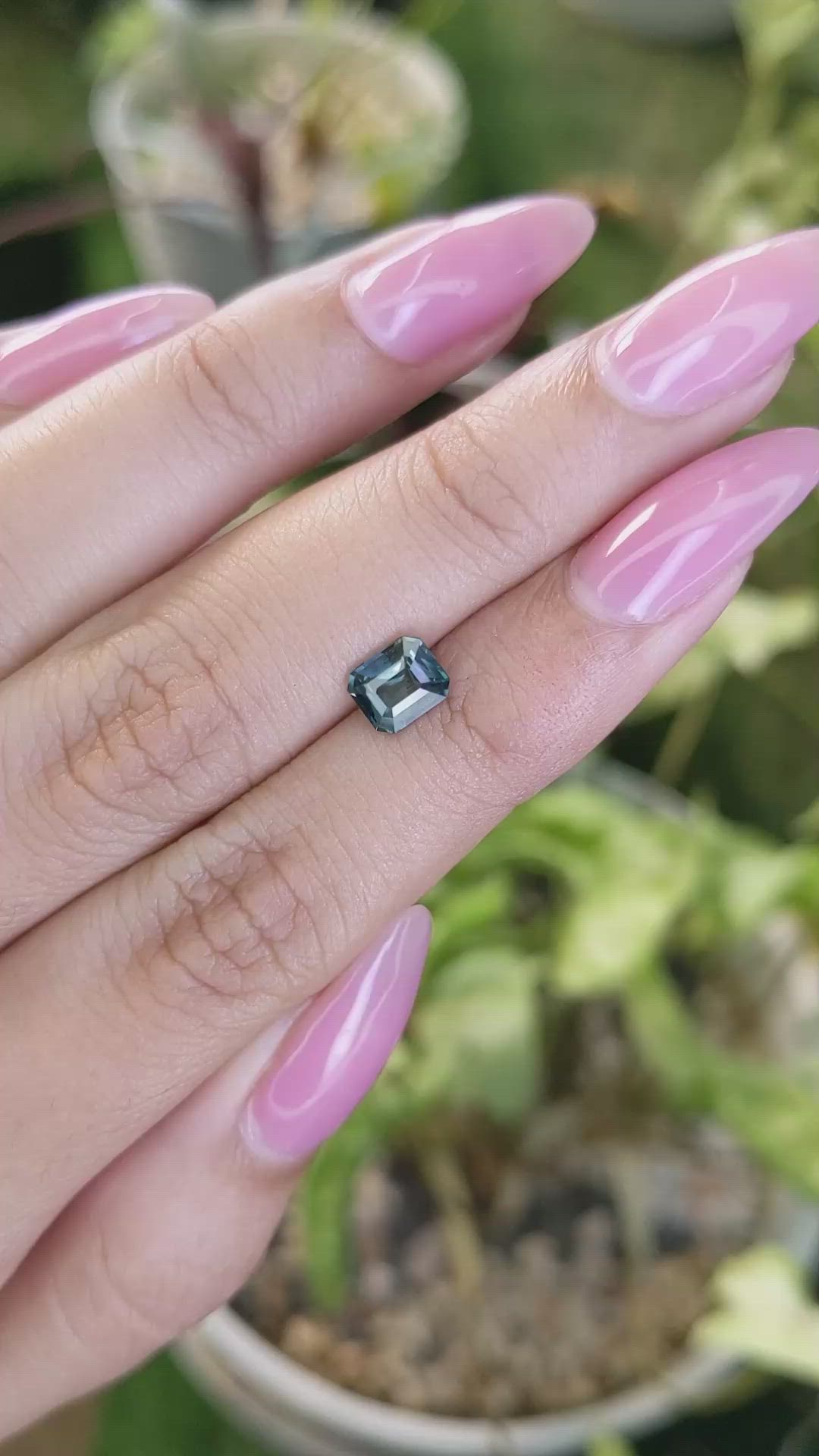 1.04 Ct. Bluish Green Sapphire from Madagascar Size Video