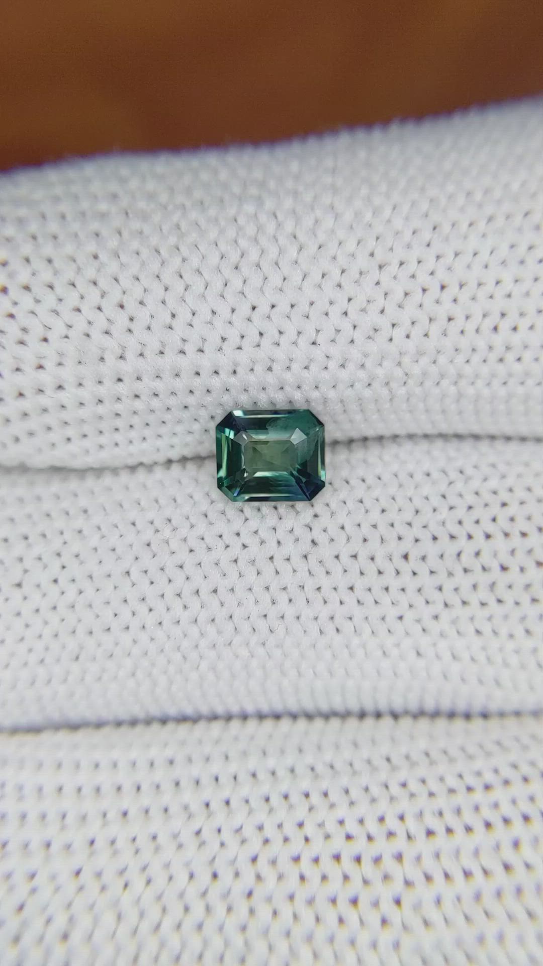 1.04 Ct. Bluish Green Sapphire from Madagascar Size Video