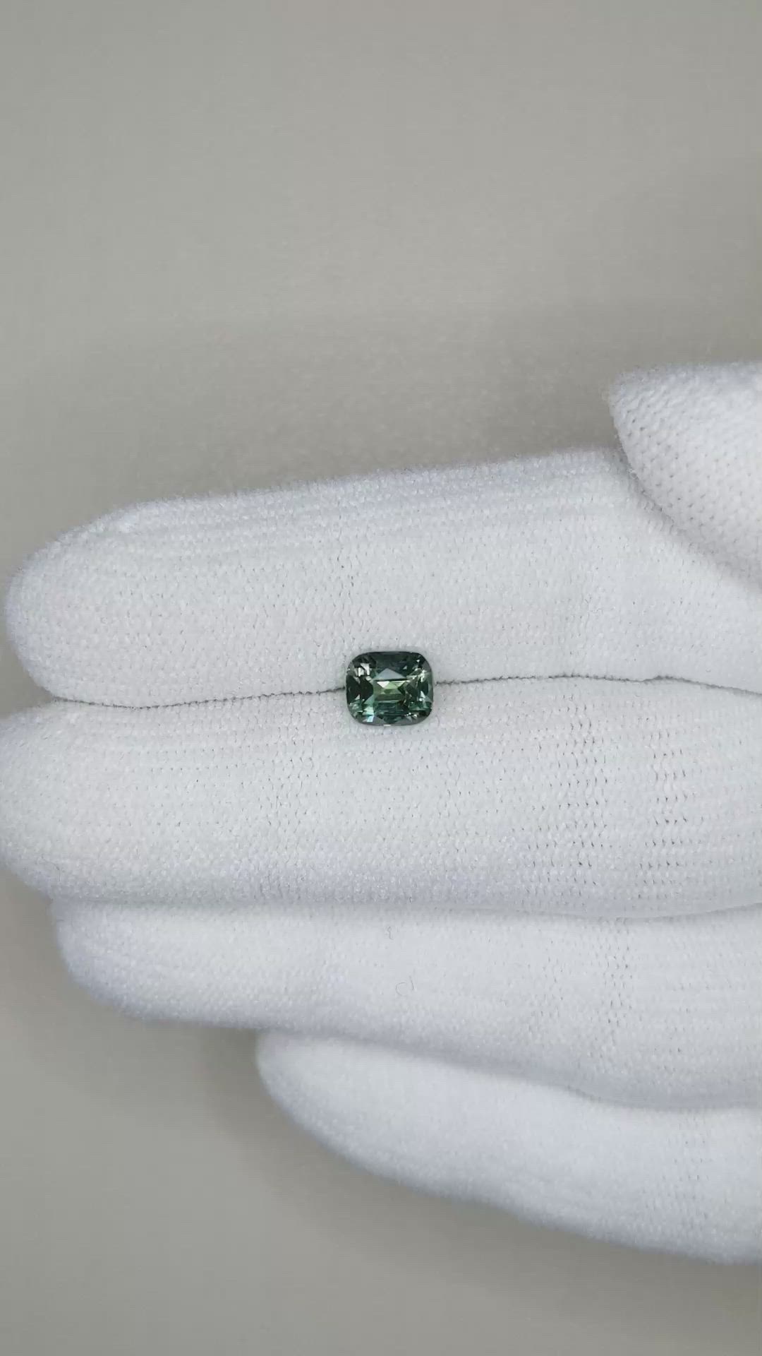 1.12 Ct. Bluish Green Sapphire from Madagascar Size Video