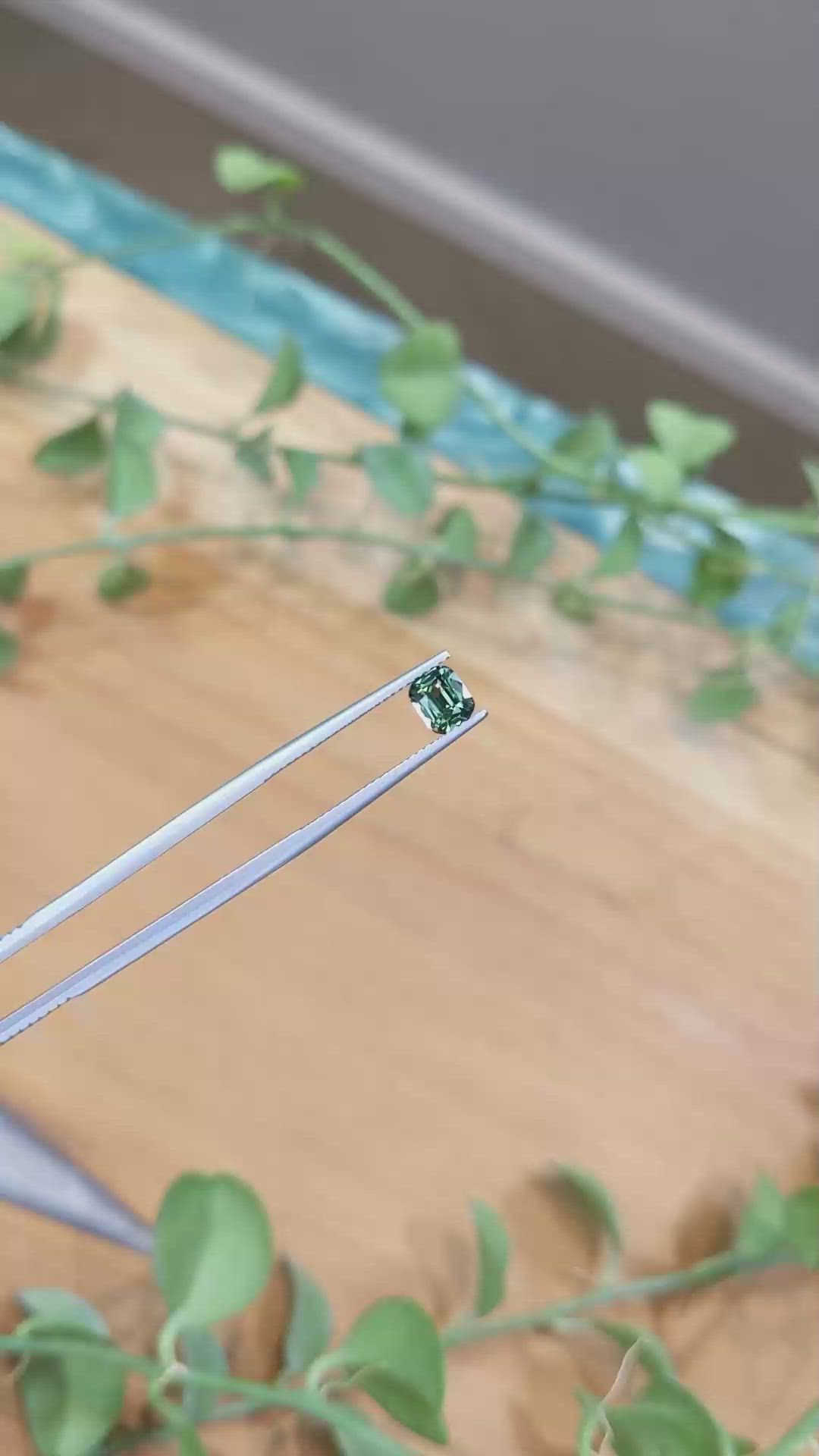 1.12 Ct. Bluish Green Sapphire from Madagascar Size Video