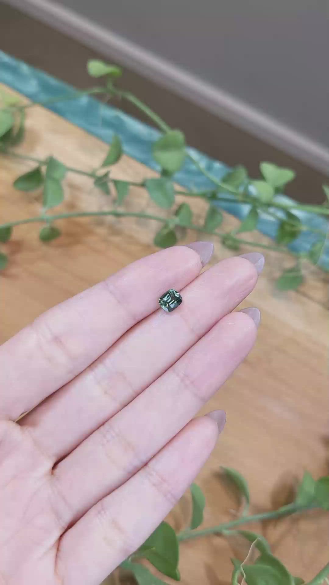 1.12 Ct. Bluish Green Sapphire from Madagascar Size Video