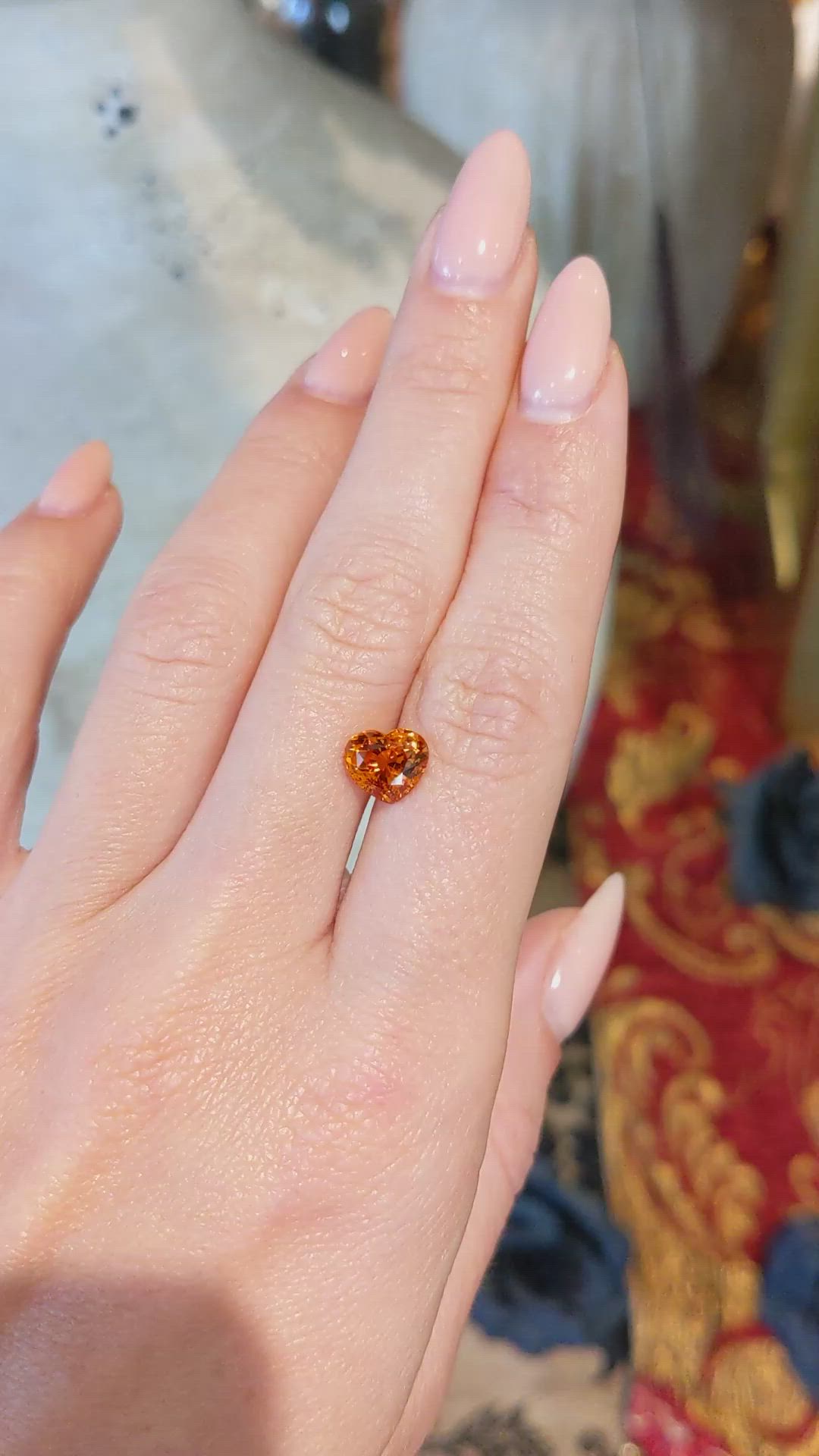 2.54 Ct. Orange Sapphire from Ceylon (Sri Lanka) Size Video