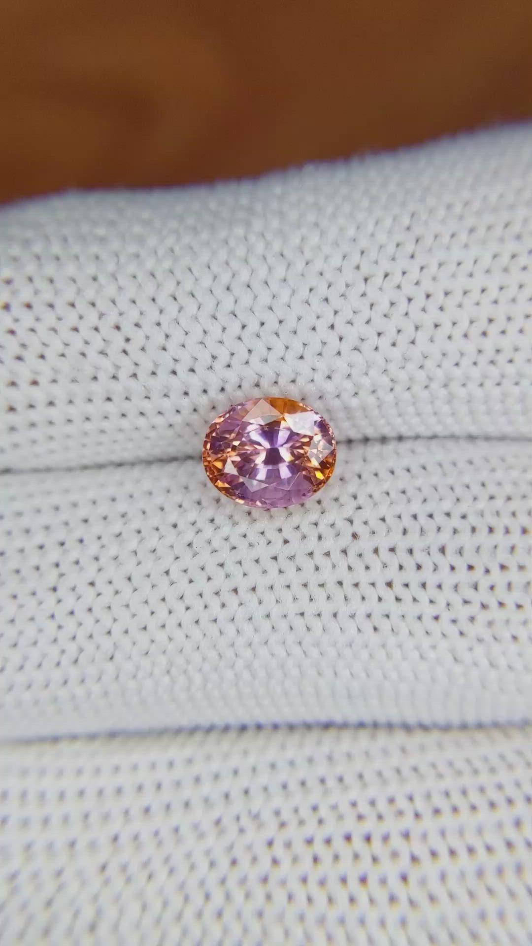 2.08 Ct. Padparadscha Sapphire from Ceylon (Sri Lanka) Size Video