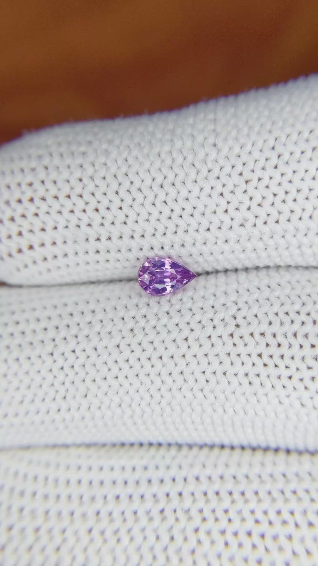 0.45 Ct. Pinkish Purple Sapphire from Ceylon (Sri Lanka) Size Video