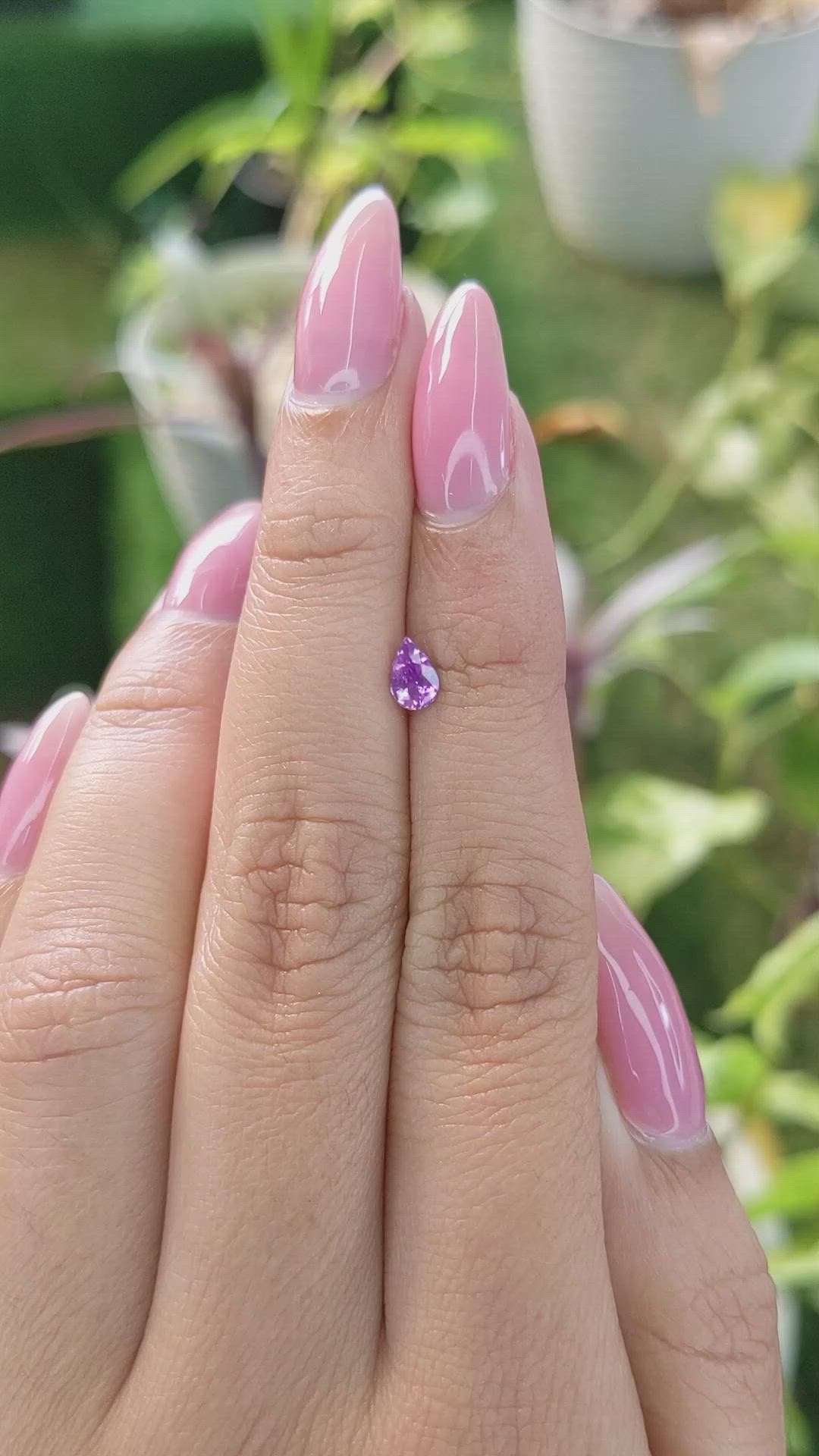 0.45 Ct. Pinkish Purple Sapphire from Ceylon (Sri Lanka) Size Video