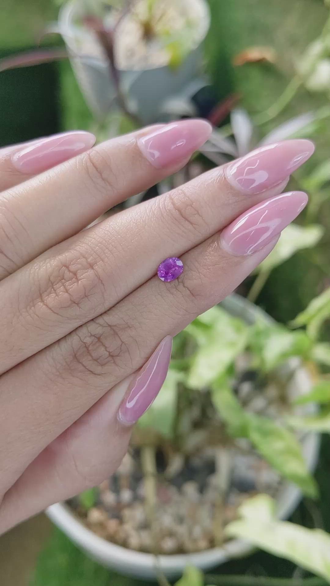 0.48 Ct. Pinkish Purple Sapphire from Ceylon (Sri Lanka) Size Video
