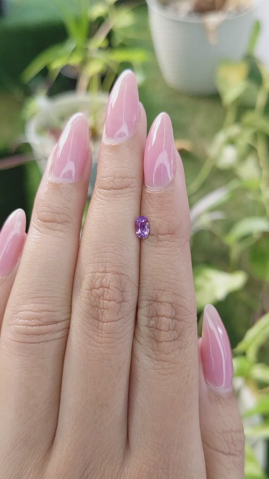 0.55 Ct. Pinkish Purple Sapphire from Ceylon (Sri Lanka) Size Video