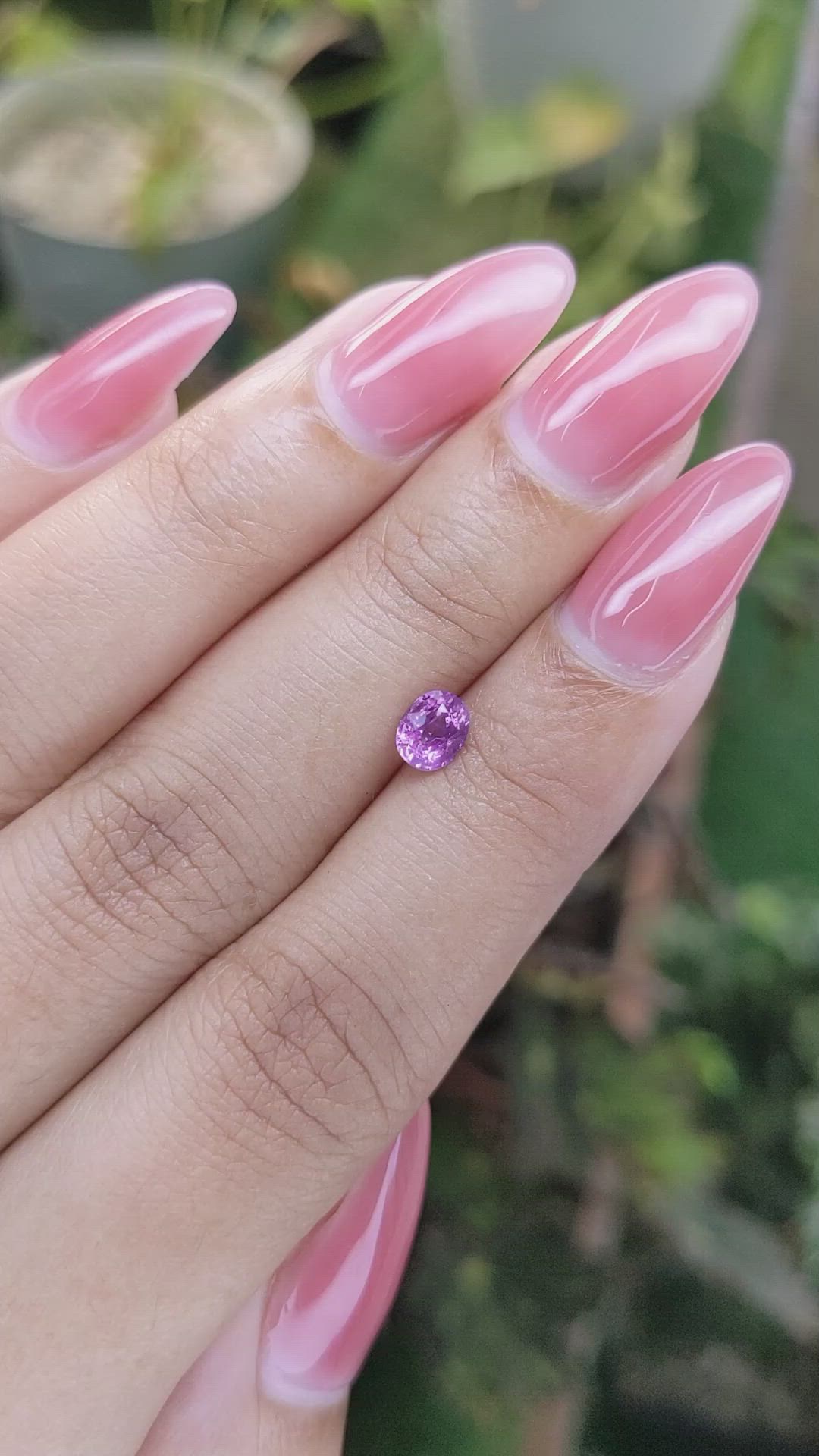 0.59 Ct. Pinkish Purple Sapphire from Ceylon (Sri Lanka) Size Video