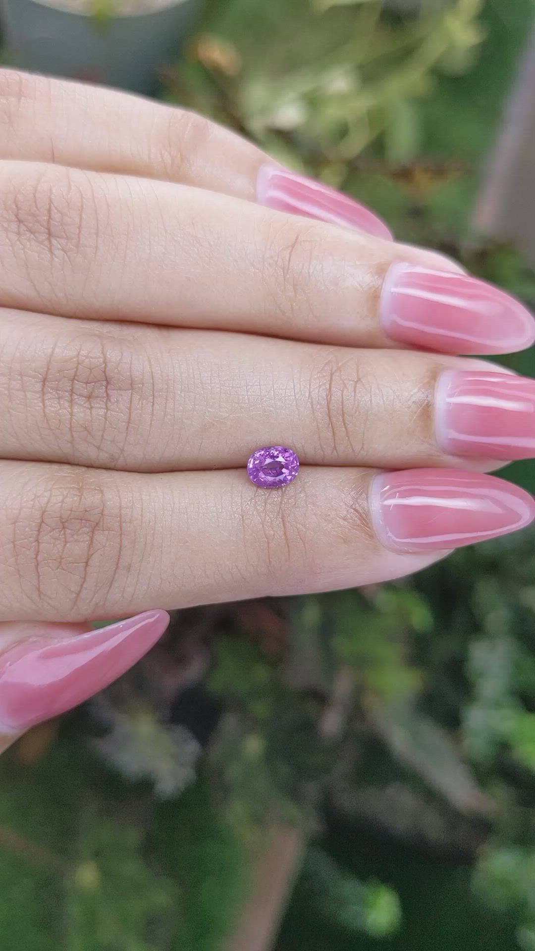 0.59 Ct. Pinkish Purple Sapphire from Ceylon (Sri Lanka) Size Video