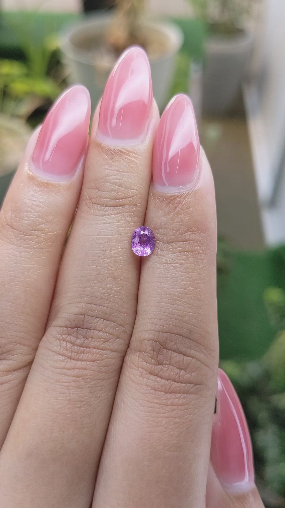 0.59 Ct. Pinkish Purple Sapphire from Ceylon (Sri Lanka) Size Video