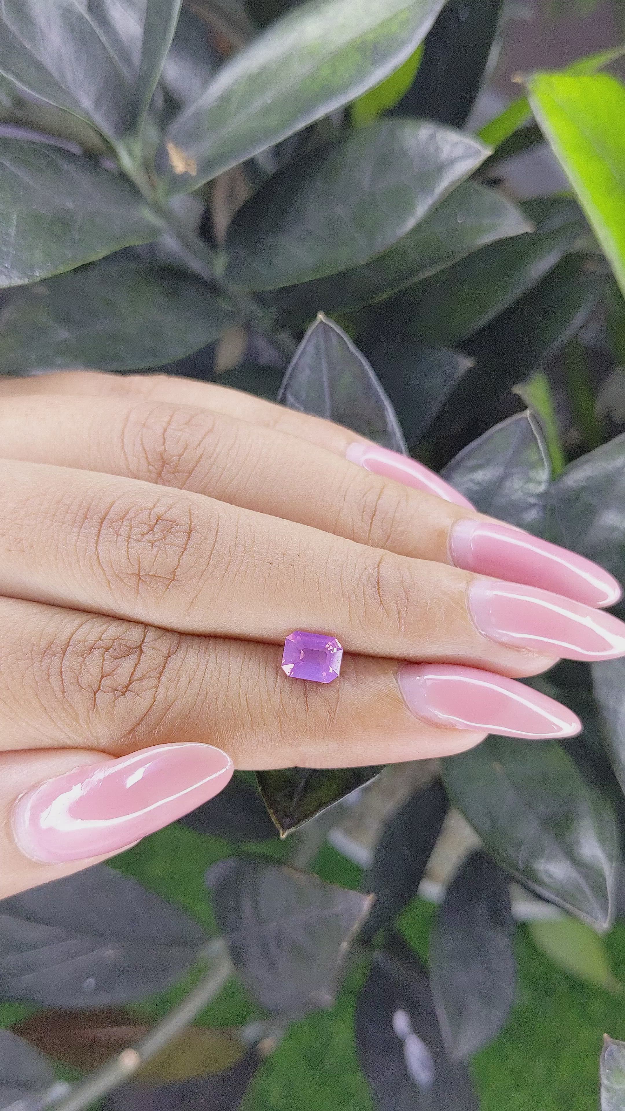 1.04 Ct. Purplish Pink Sapphire from Ceylon (Sri Lanka) Size Video