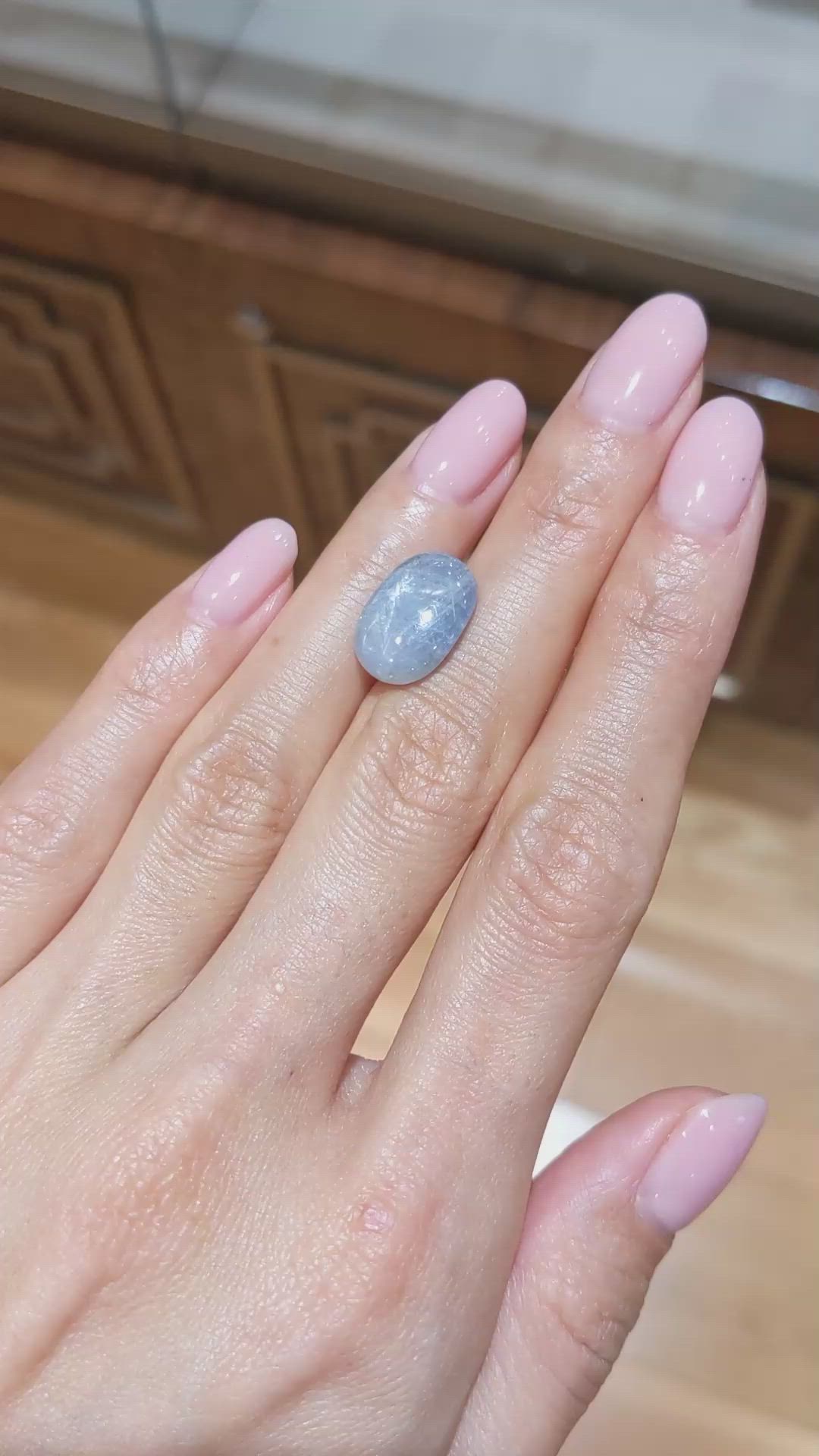 7.76 Ct. Greyish Blue Star Sapphire from Burma (Myanmar) Size Video