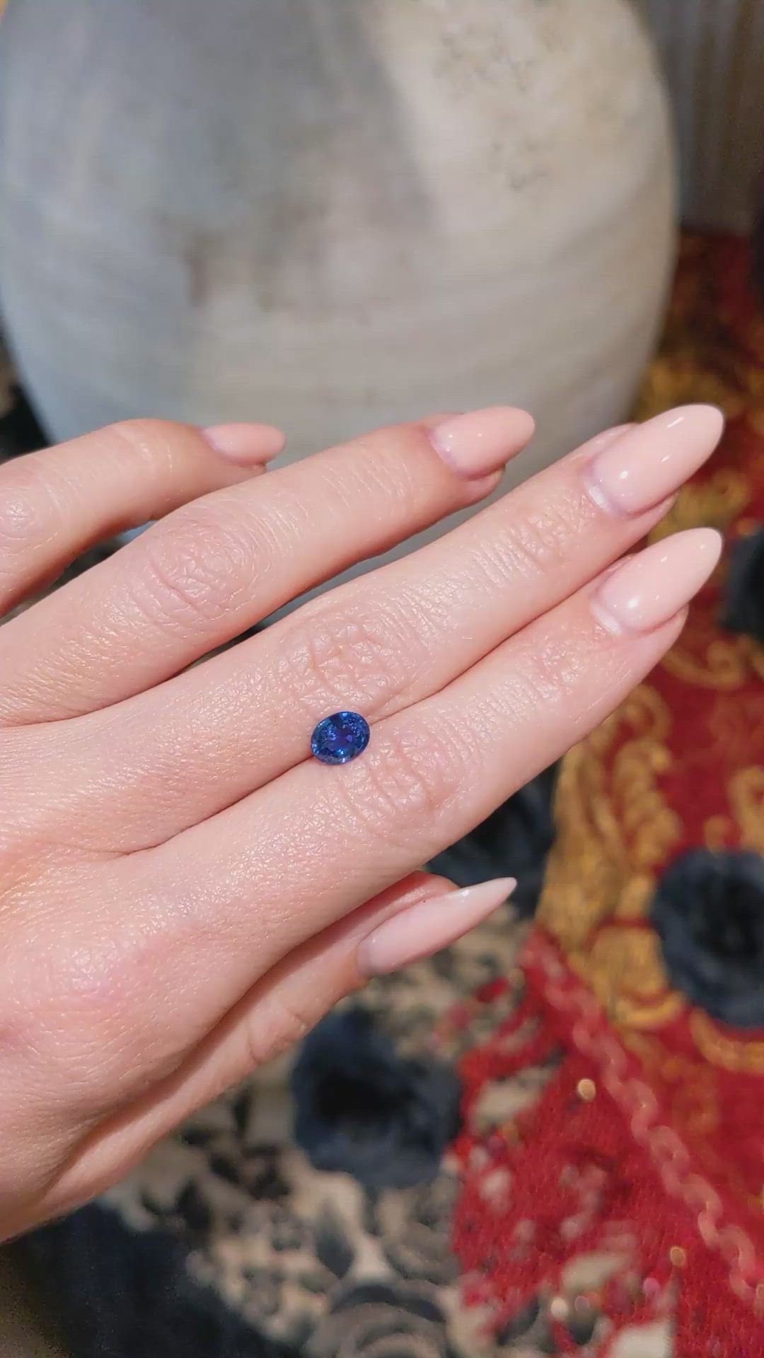 1.10 Ct. Blue Sapphire from Ceylon (Sri Lanka) Size Video