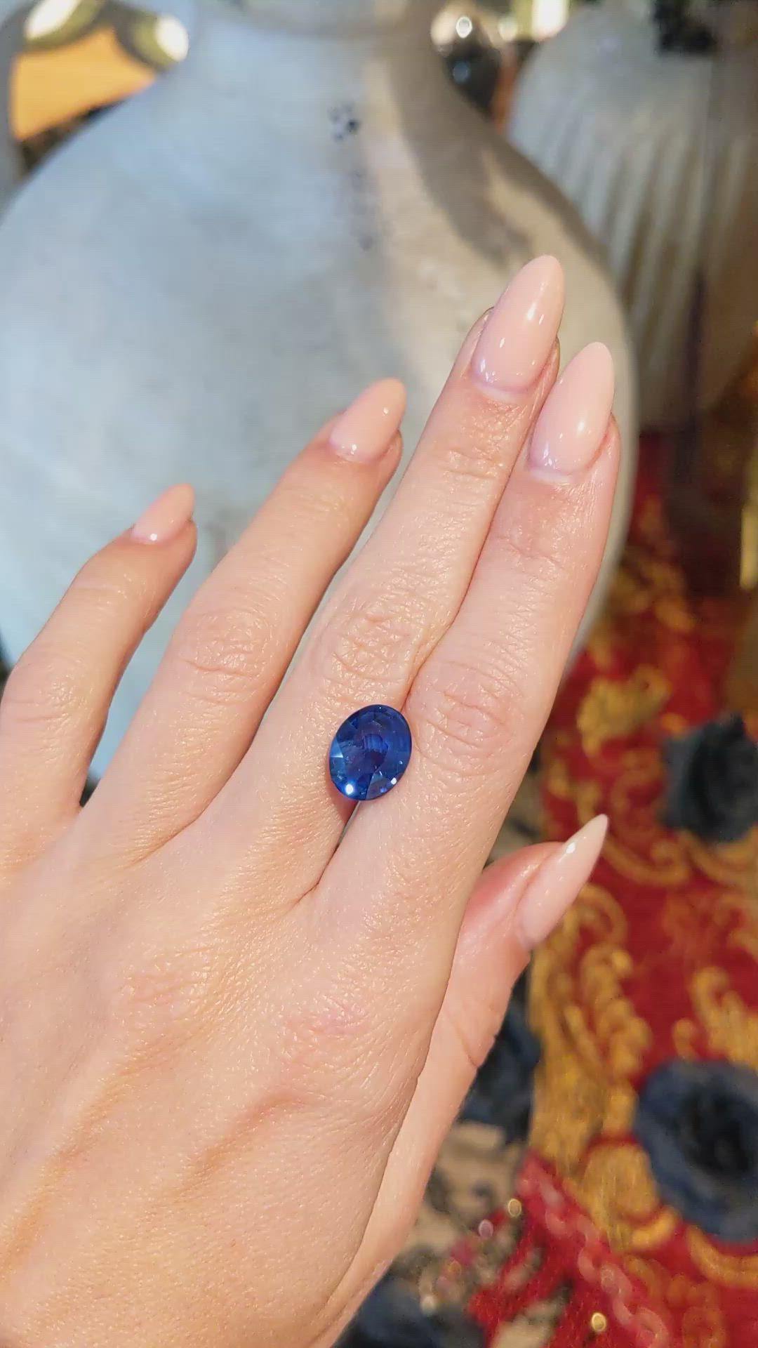 6.09 Ct. Blue Sapphire from Ceylon (Sri Lanka) Size Video