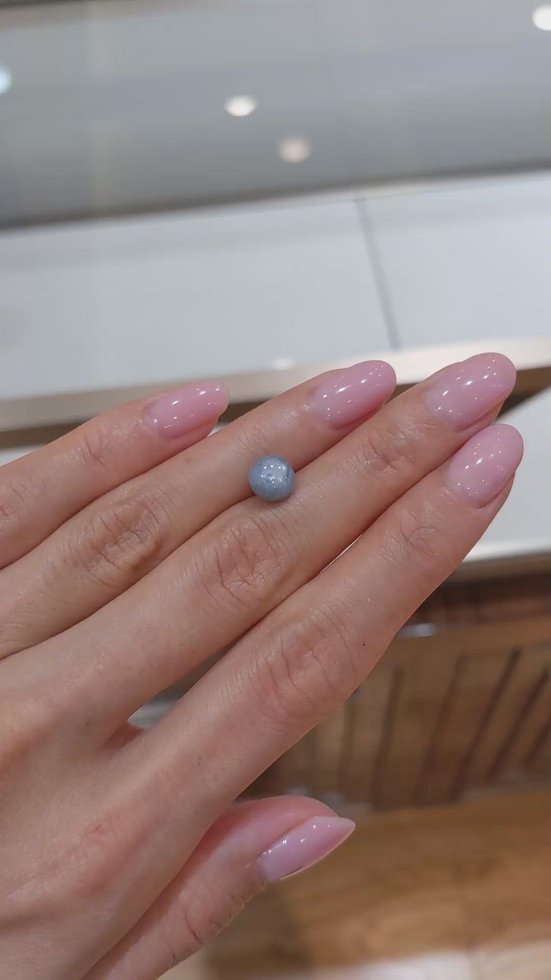 3.24 Ct. Bluish Grey Star Sapphire from Burma (Myanmar) Size Video