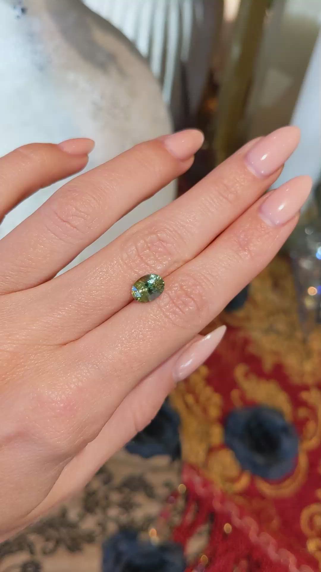 2.02 Ct. Yellowish Green Sapphire from Ceylon (Sri Lanka) Size Video