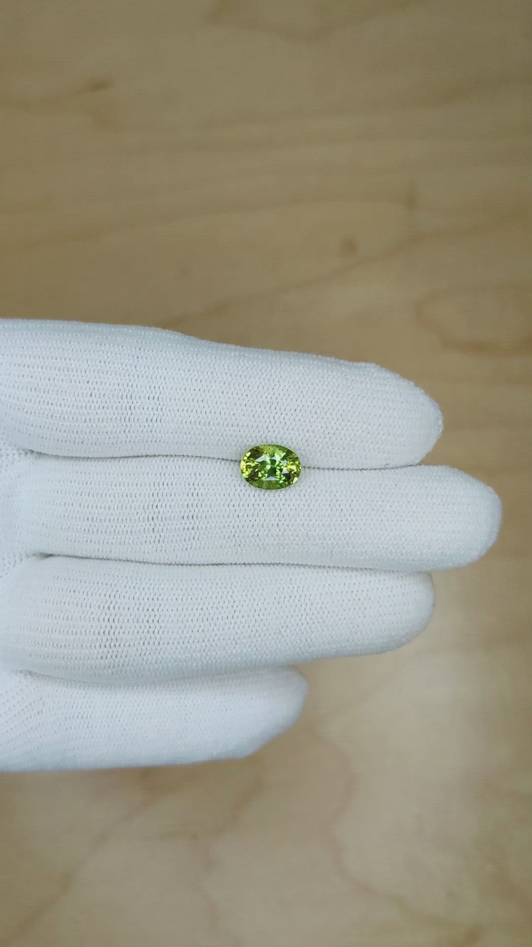 2.02 Ct. Yellowish Green Sapphire from Ceylon (Sri Lanka) Size Video