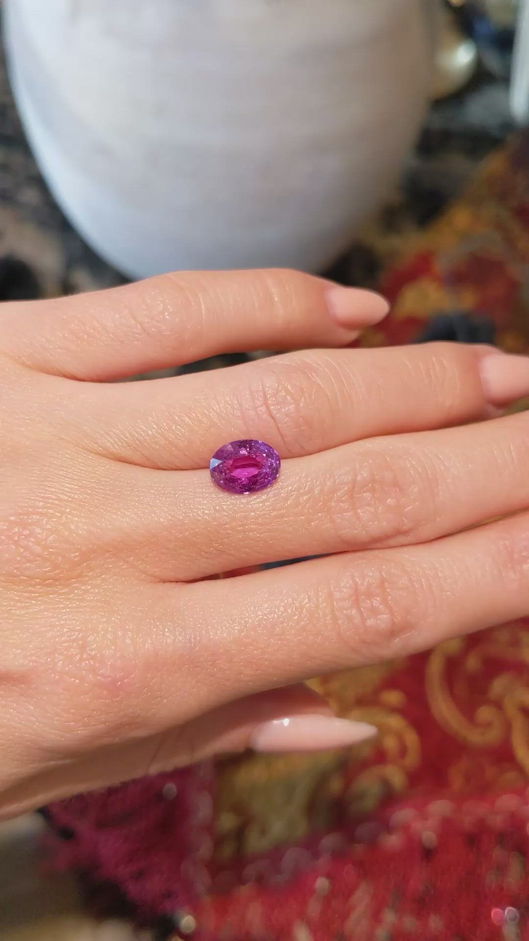 3.02 Ct. Purplish Pink Sapphire from Ceylon (Sri Lanka) Size Video