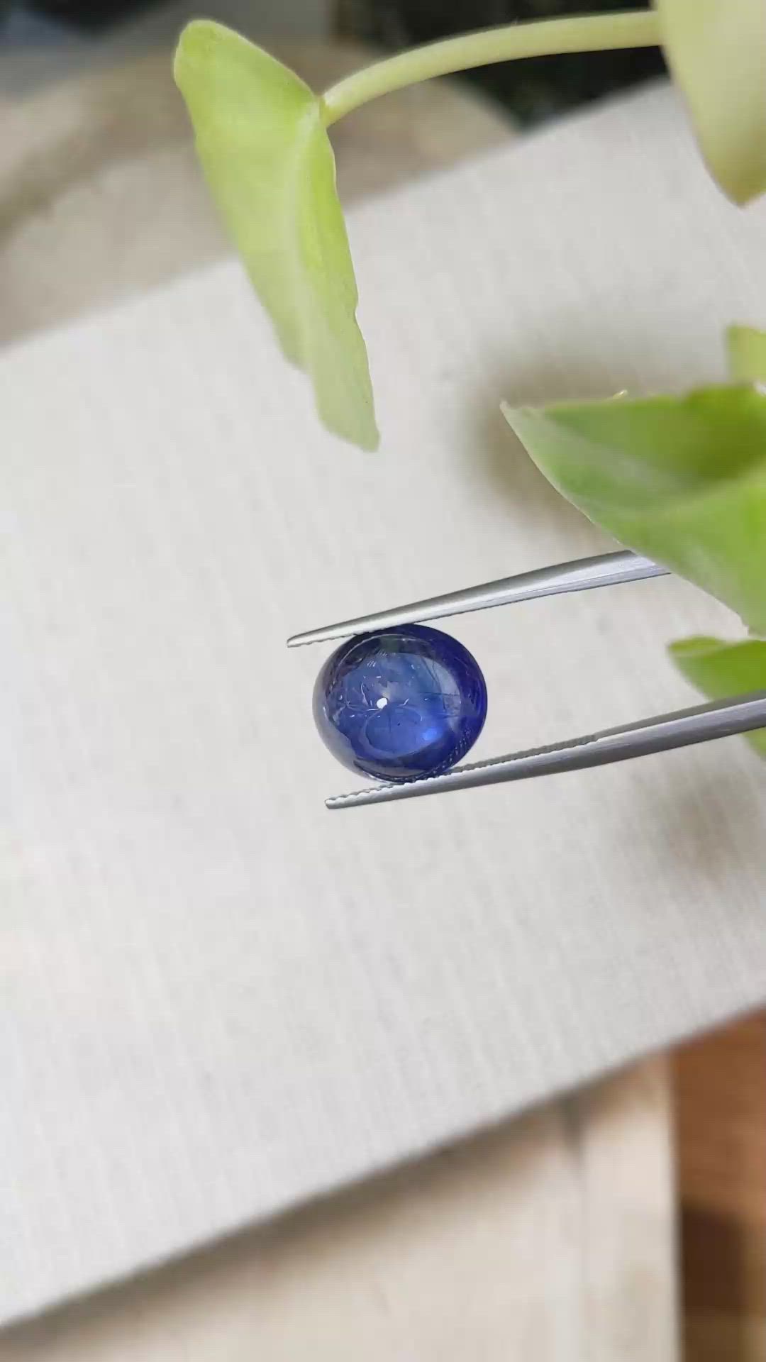 8.19 Ct. Blue Cabochon Sapphire from Ceylon (Sri Lanka) Size Video