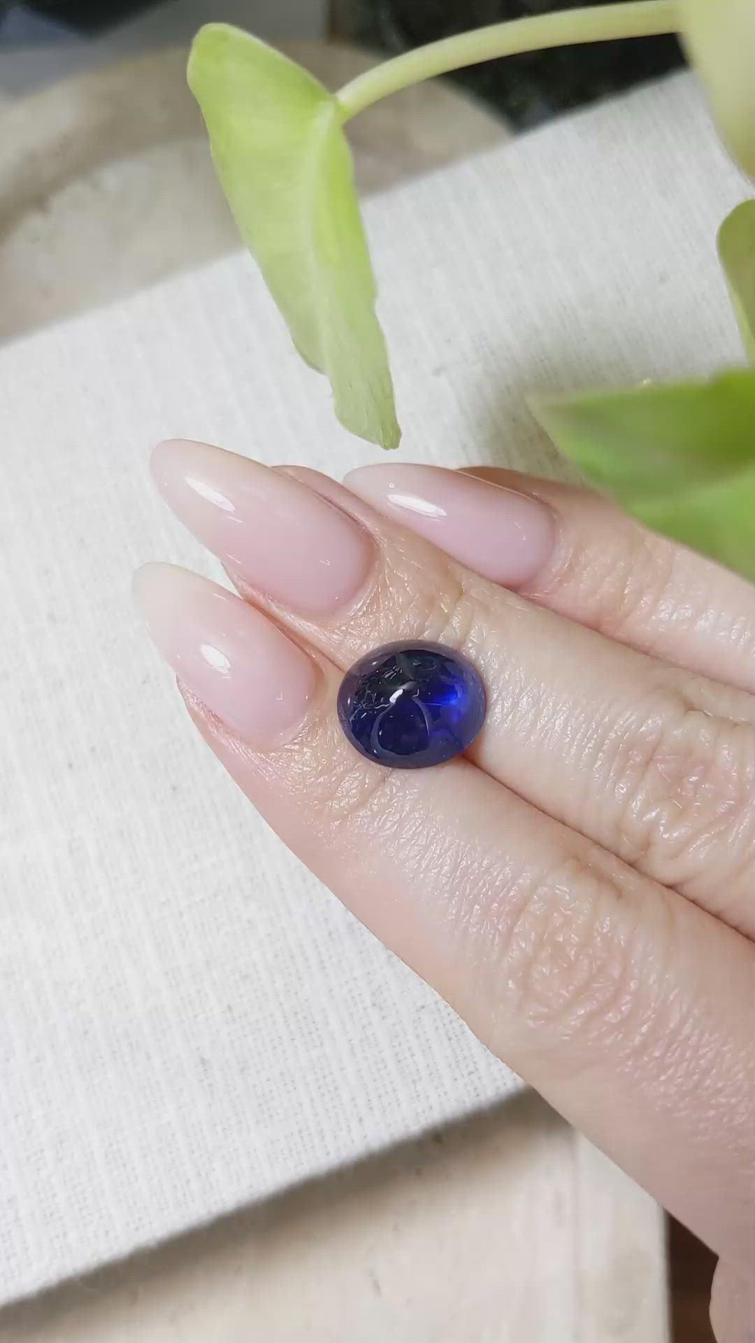 8.19 Ct. Blue Cabochon Sapphire from Ceylon (Sri Lanka) Size Video