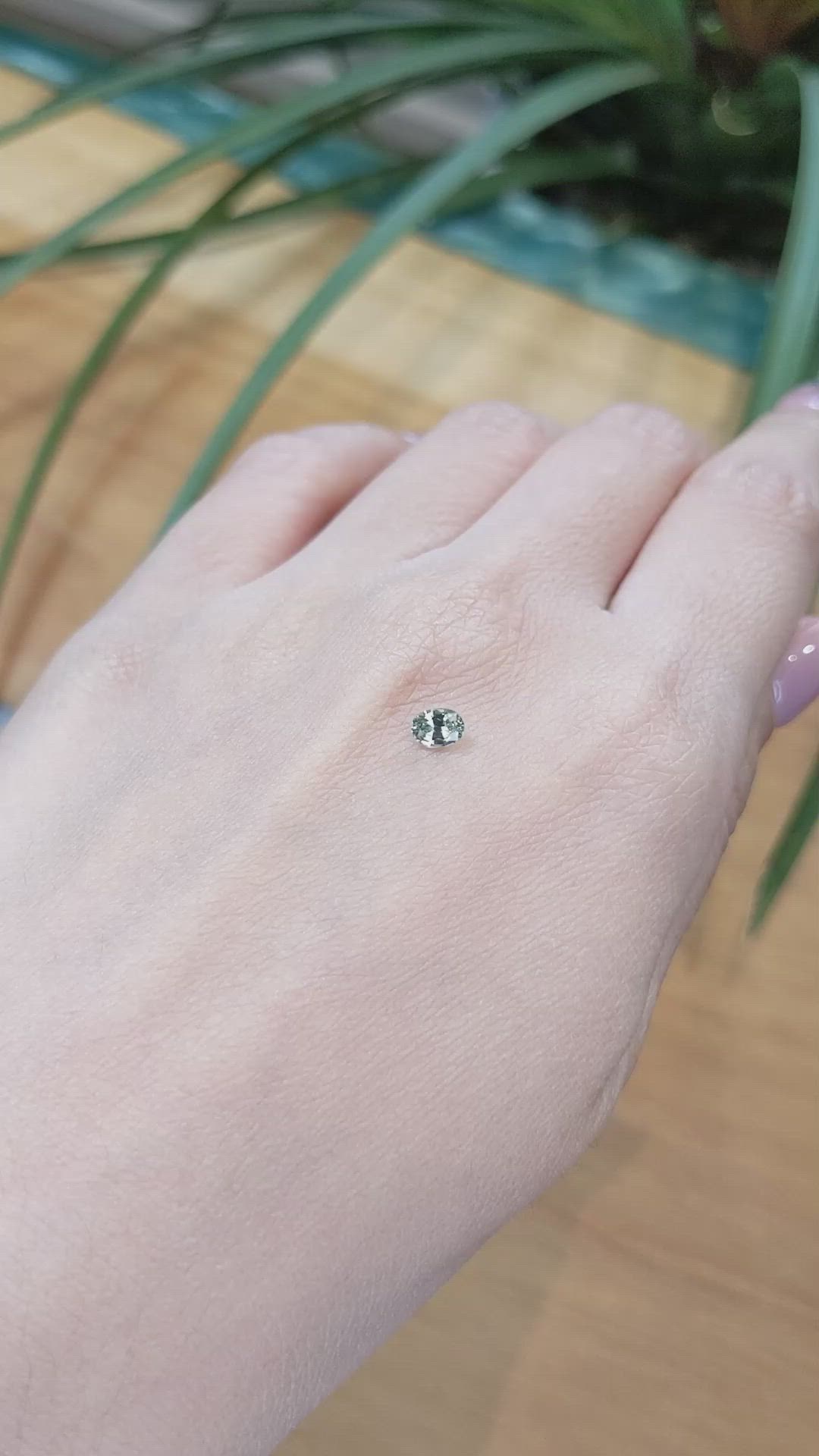 0.39 Ct. Bluish Green Sapphire from Madagascar Size Video