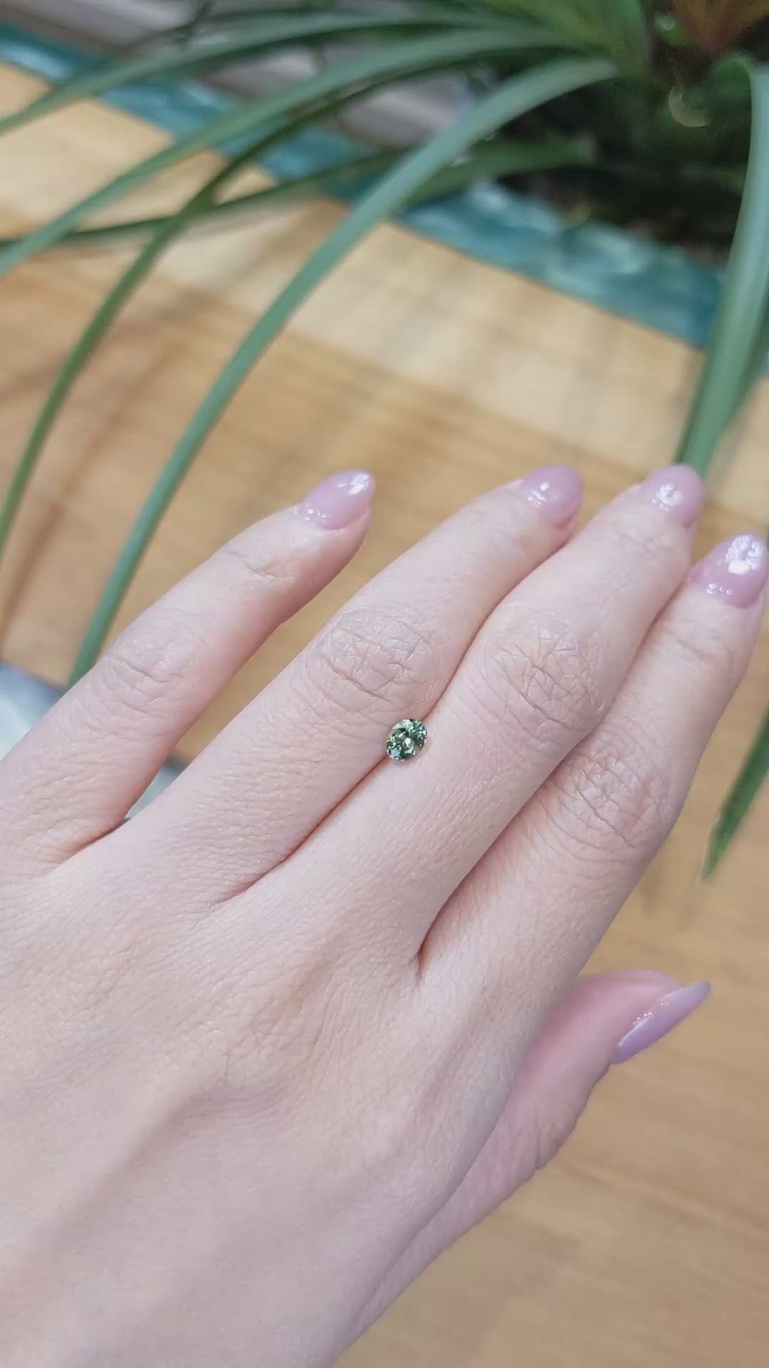 0.45 Ct. Bluish Green Sapphire from Madagascar Size Video