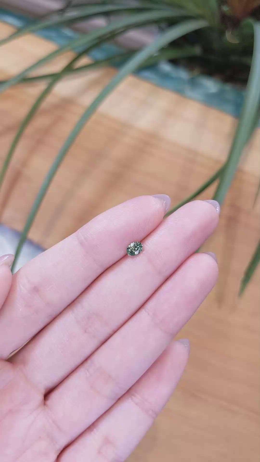 0.45 Ct. Bluish Green Sapphire from Madagascar Size Video