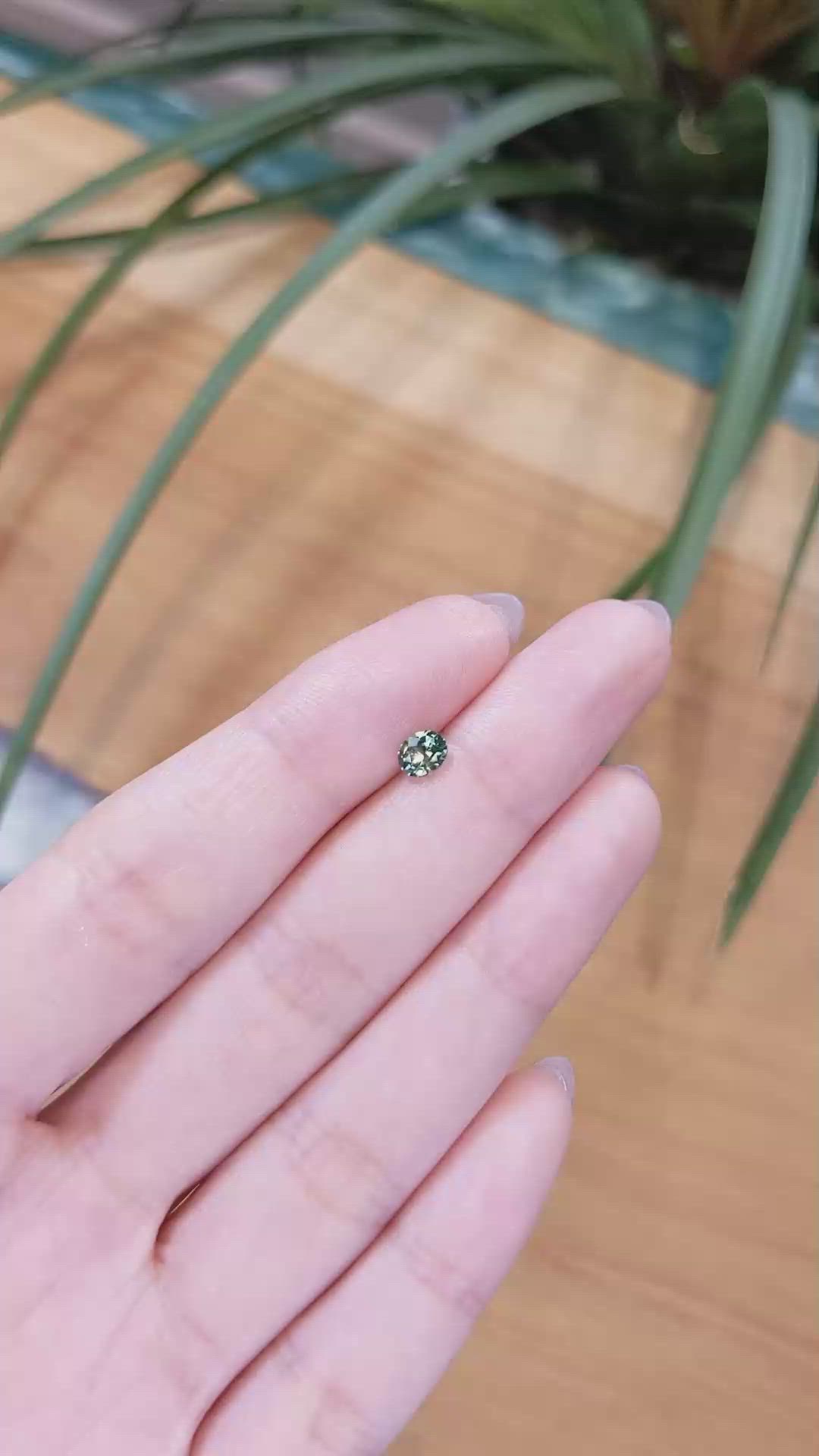 0.49 Ct. Bluish Green Sapphire from Madagascar Size Video