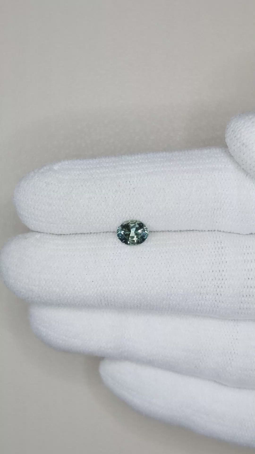 0.76 Ct. Greenish Blue Sapphire from Madagascar Size Video