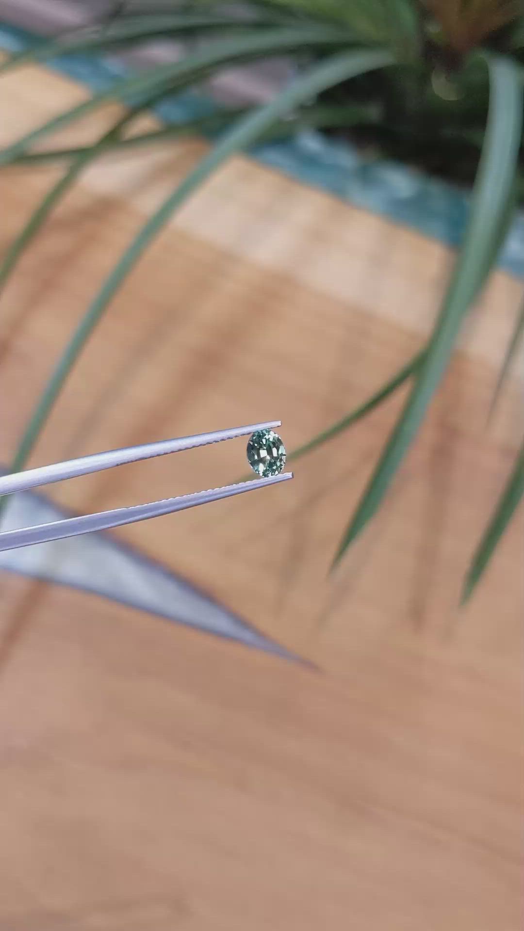 0.76 Ct. Greenish Blue Sapphire from Madagascar Size Video