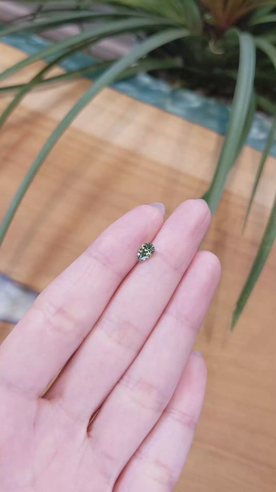 0.68 Ct. Bluish Green Sapphire from Madagascar Size Video