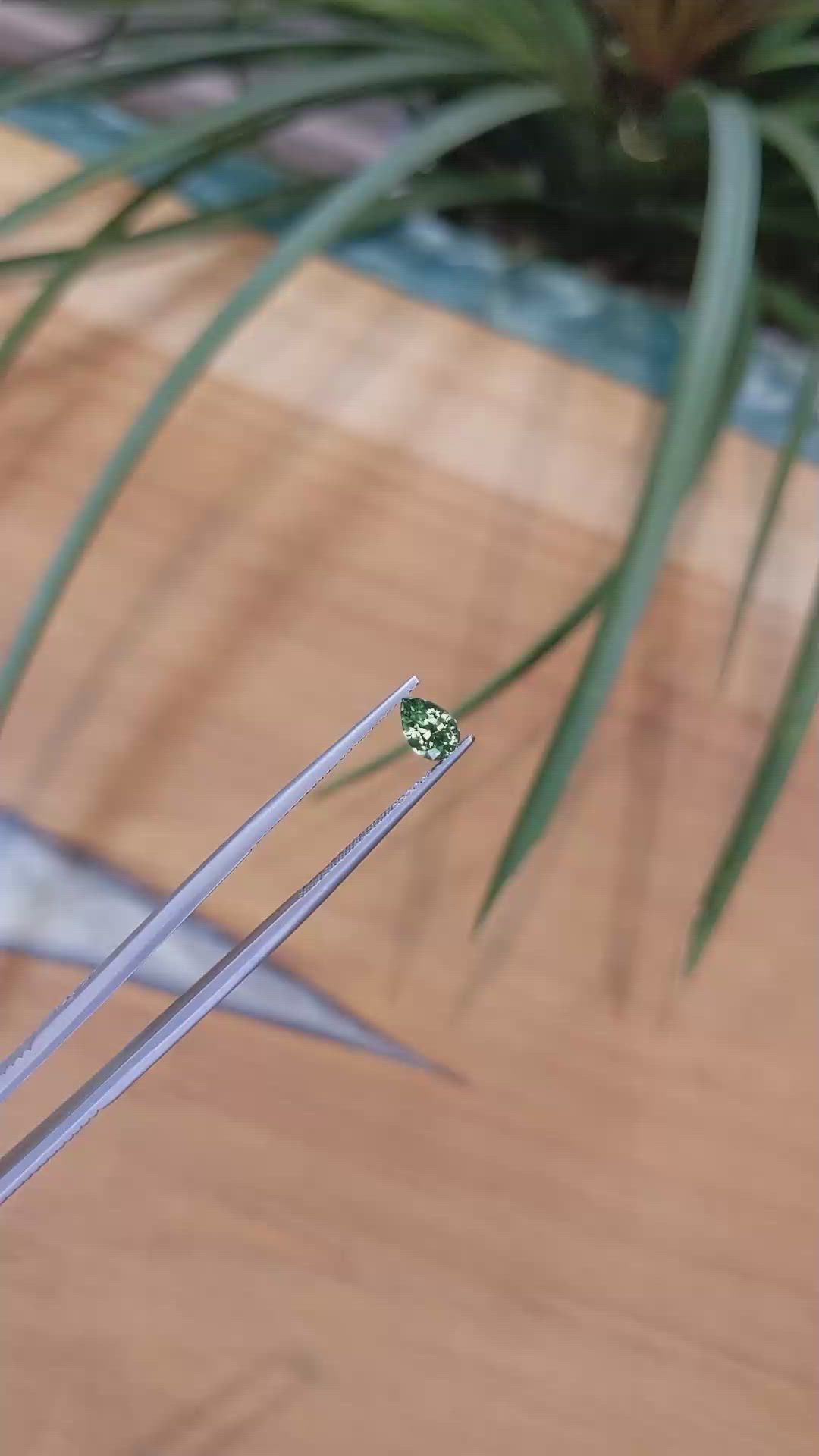 0.68 Ct. Bluish Green Sapphire from Madagascar Size Video
