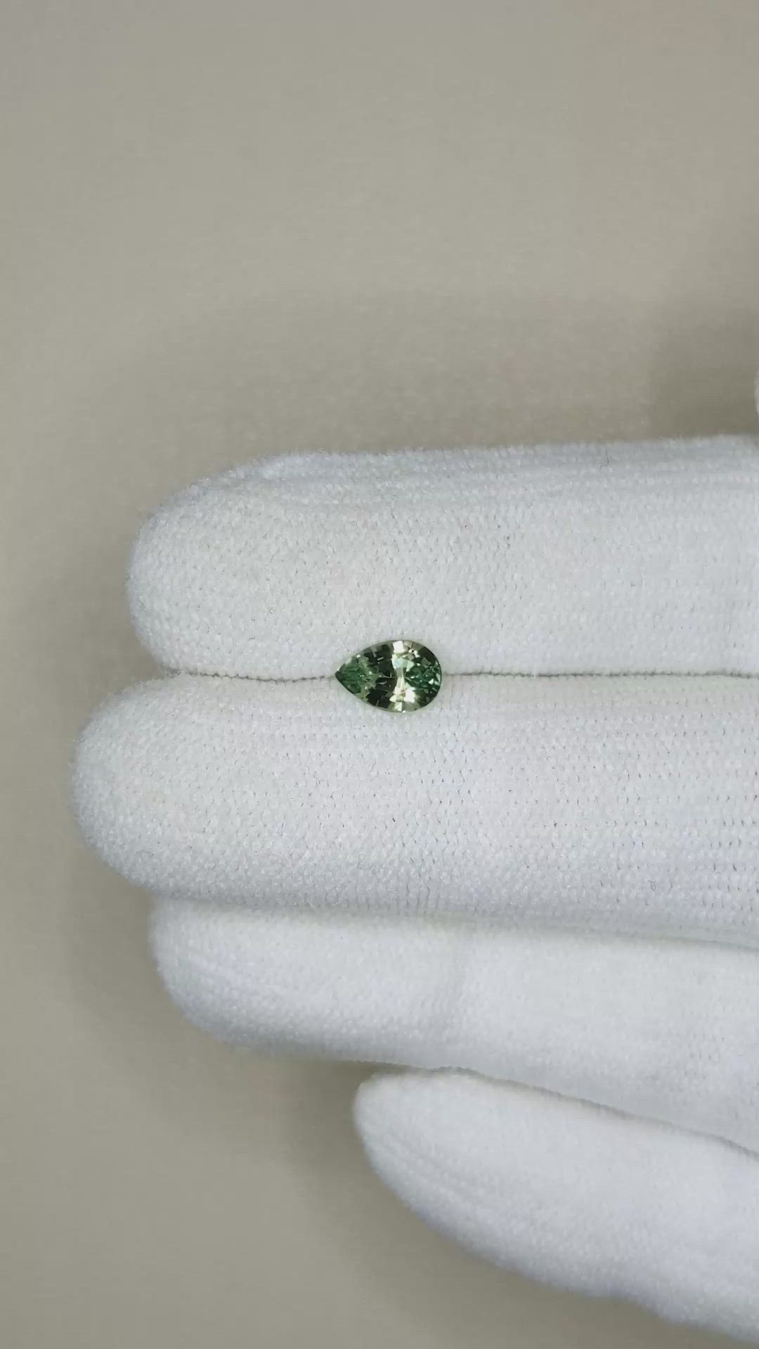 0.68 Ct. Bluish Green Sapphire from Madagascar Size Video