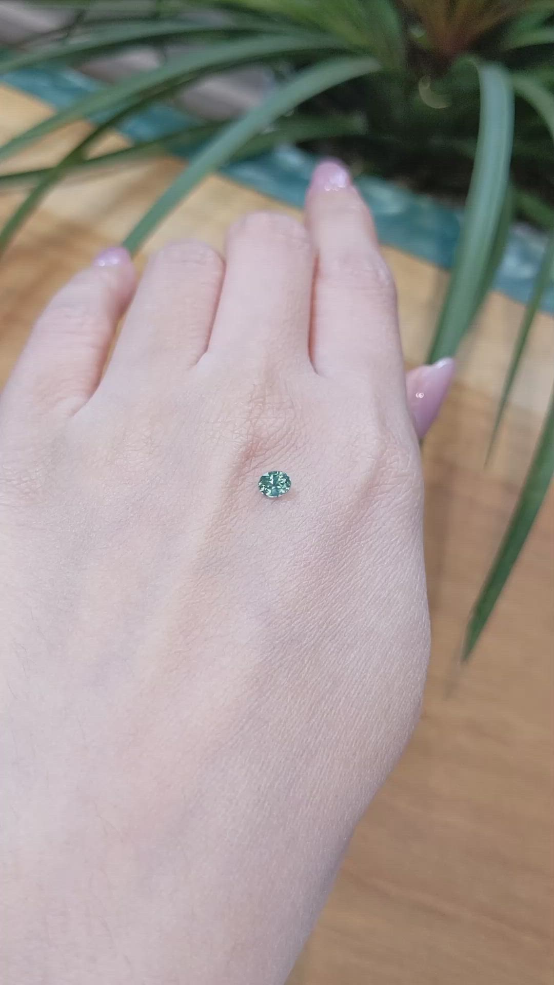 0.36 Ct. Bluish Green Sapphire from Madagascar Size Video