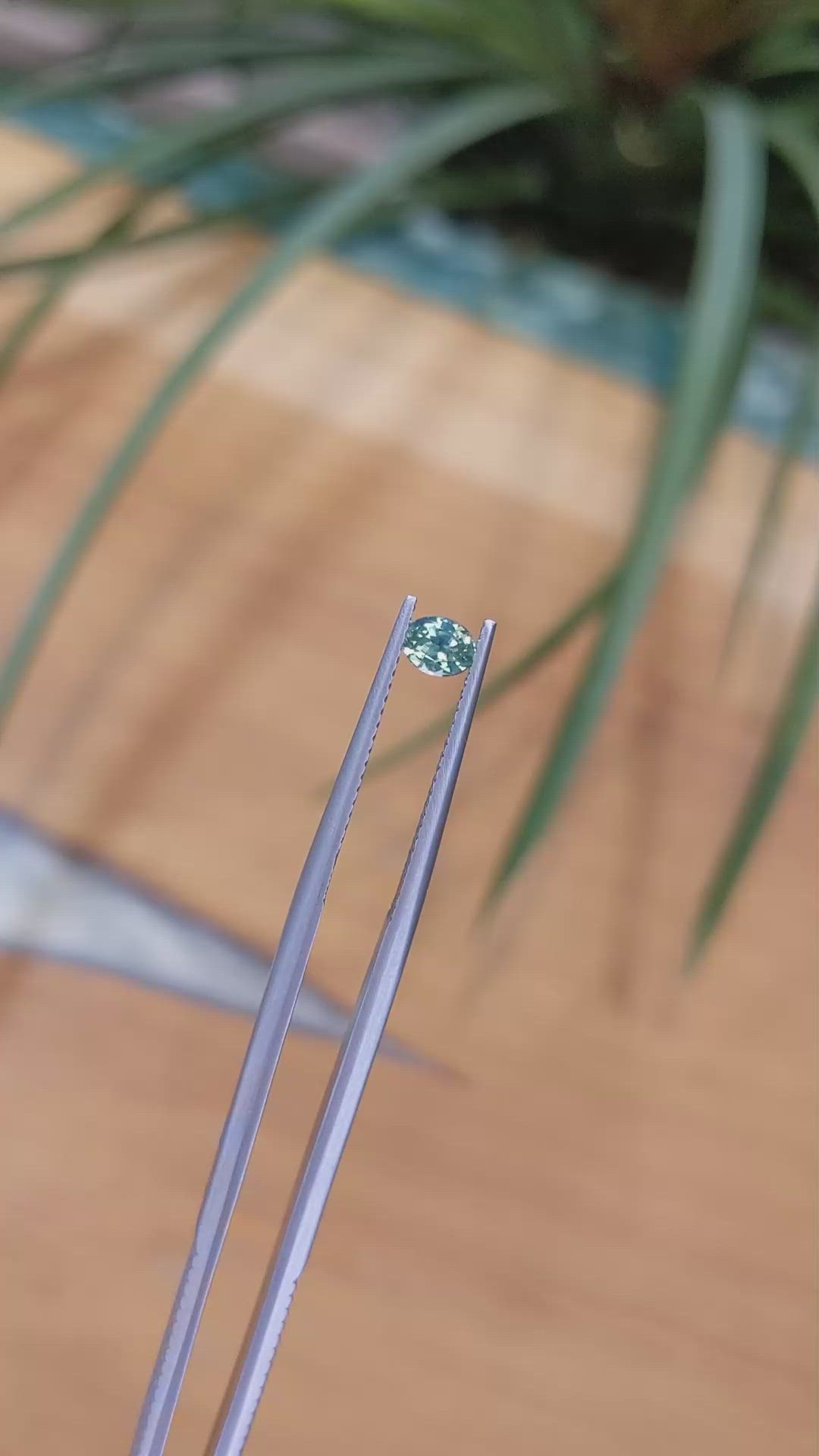 0.36 Ct. Bluish Green Sapphire from Madagascar Size Video