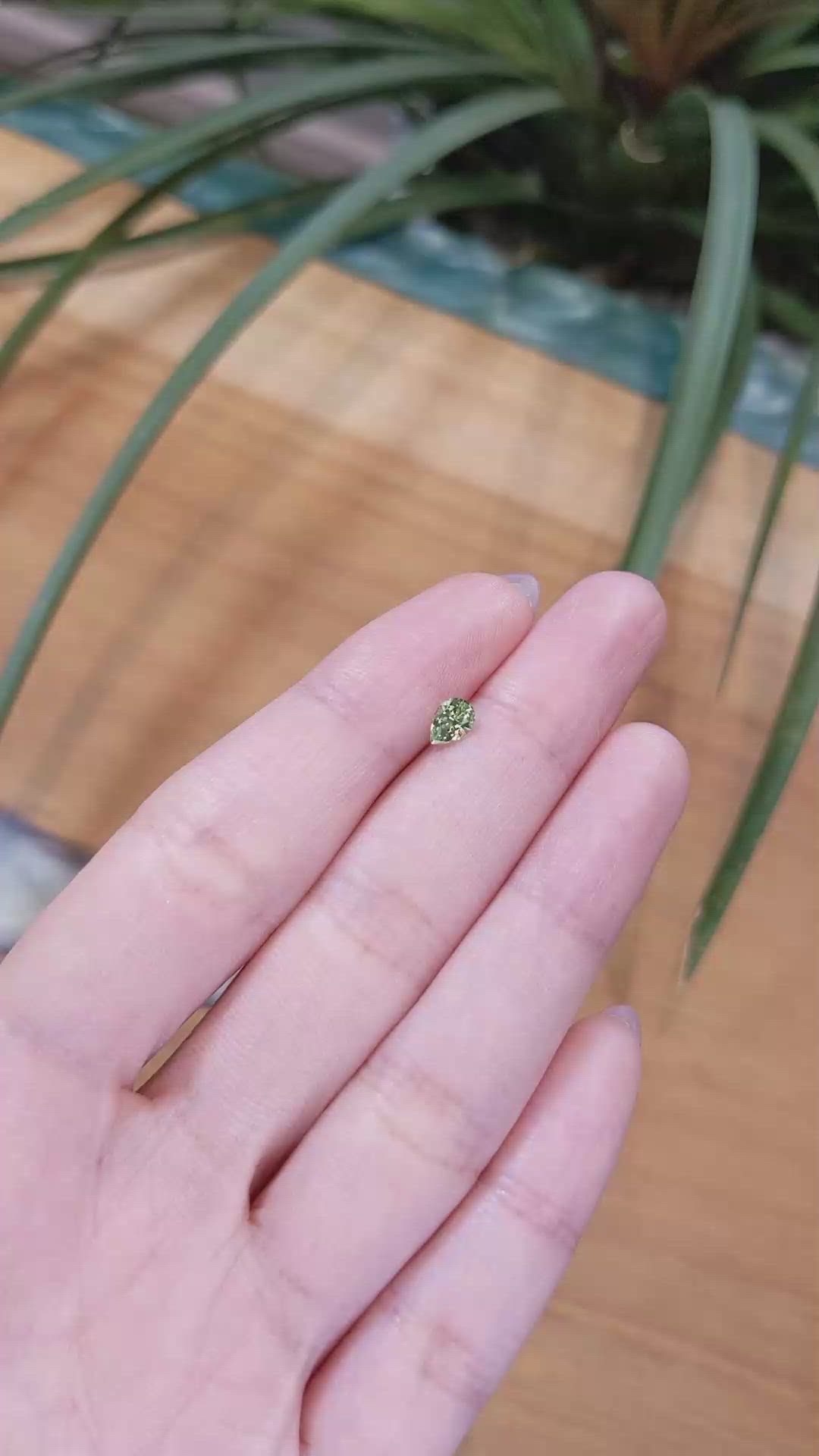0.51 Ct. Yellowish Green Sapphire from Madagascar Size Video