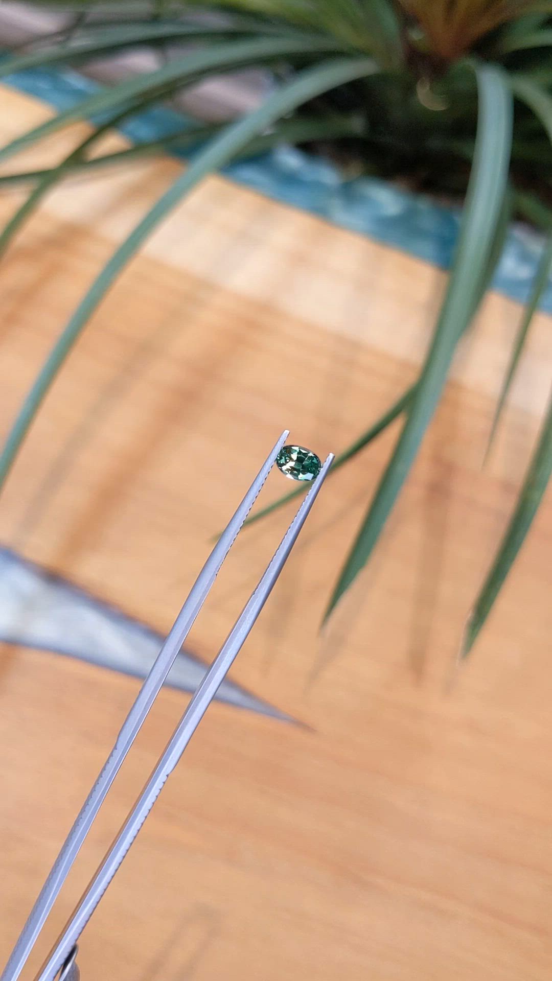 0.68 Ct. Bluish Green Sapphire from Madagascar Size Video