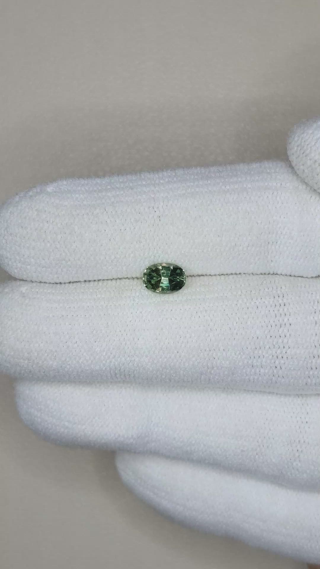 0.68 Ct. Bluish Green Sapphire from Madagascar Size Video
