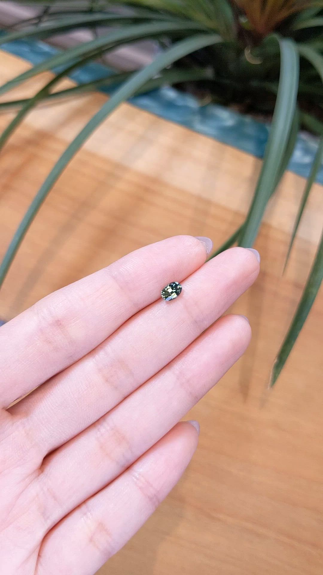 0.68 Ct. Bluish Green Sapphire from Madagascar Size Video