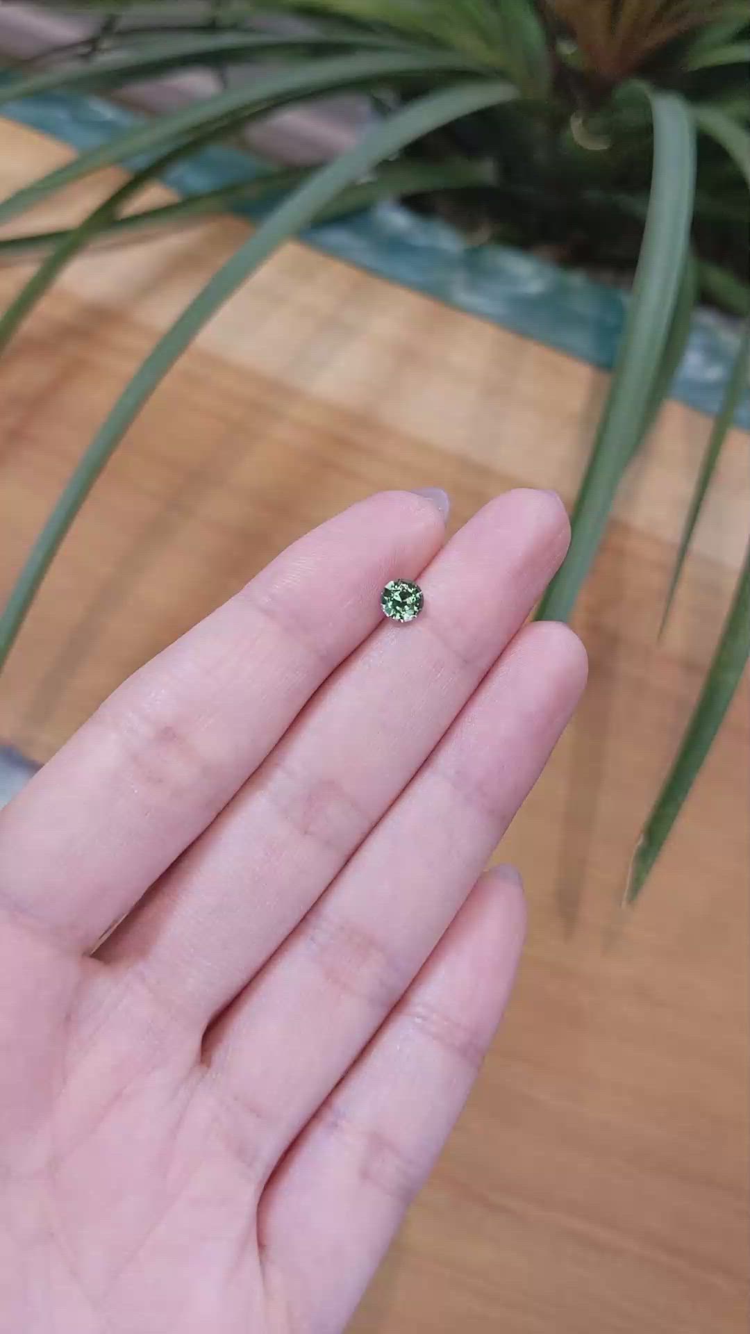 0.62 Ct. Bluish Green Sapphire from Madagascar Size Video