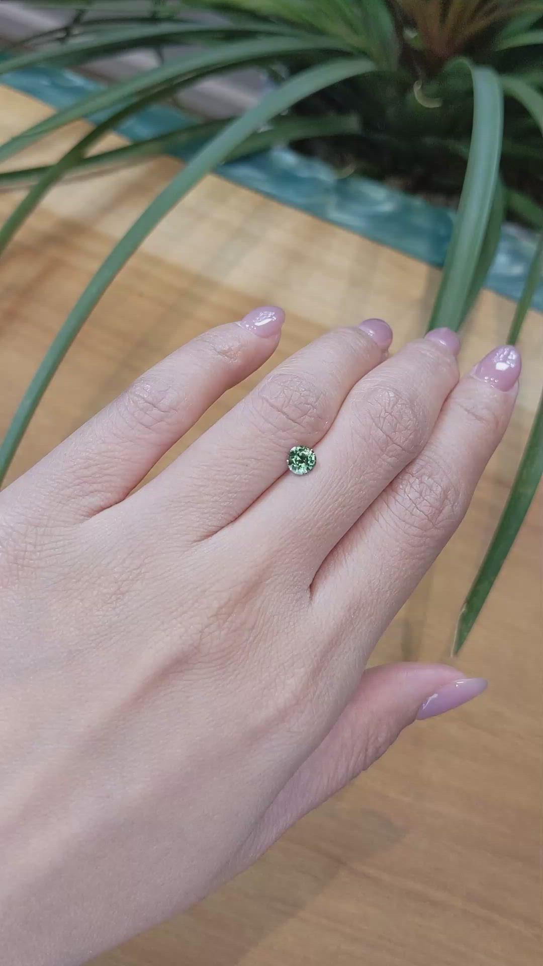 0.62 Ct. Bluish Green Sapphire from Madagascar Size Video