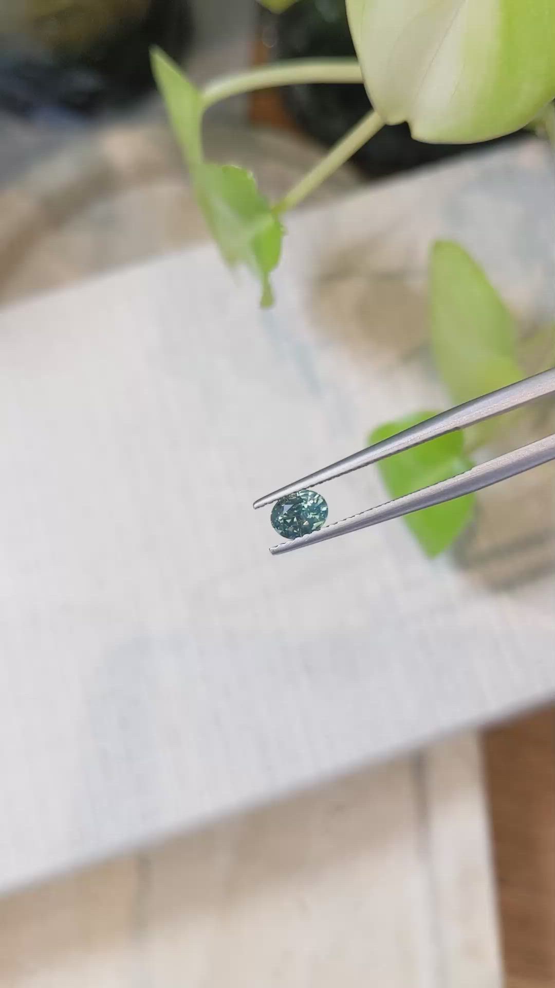 0.57 Ct. Bluish Green Sapphire from Madagascar Size Video