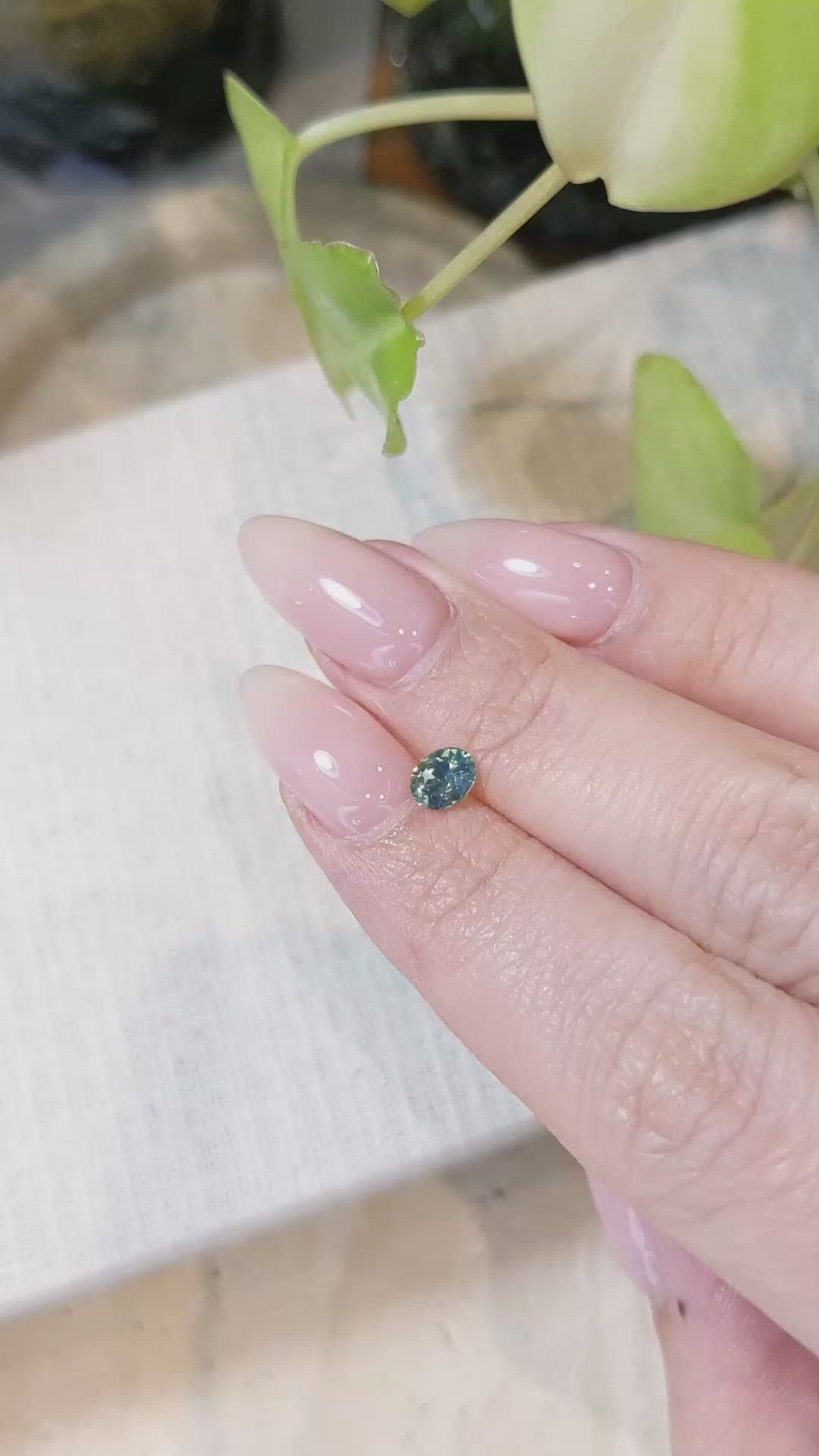 0.57 Ct. Bluish Green Sapphire from Madagascar Size Video