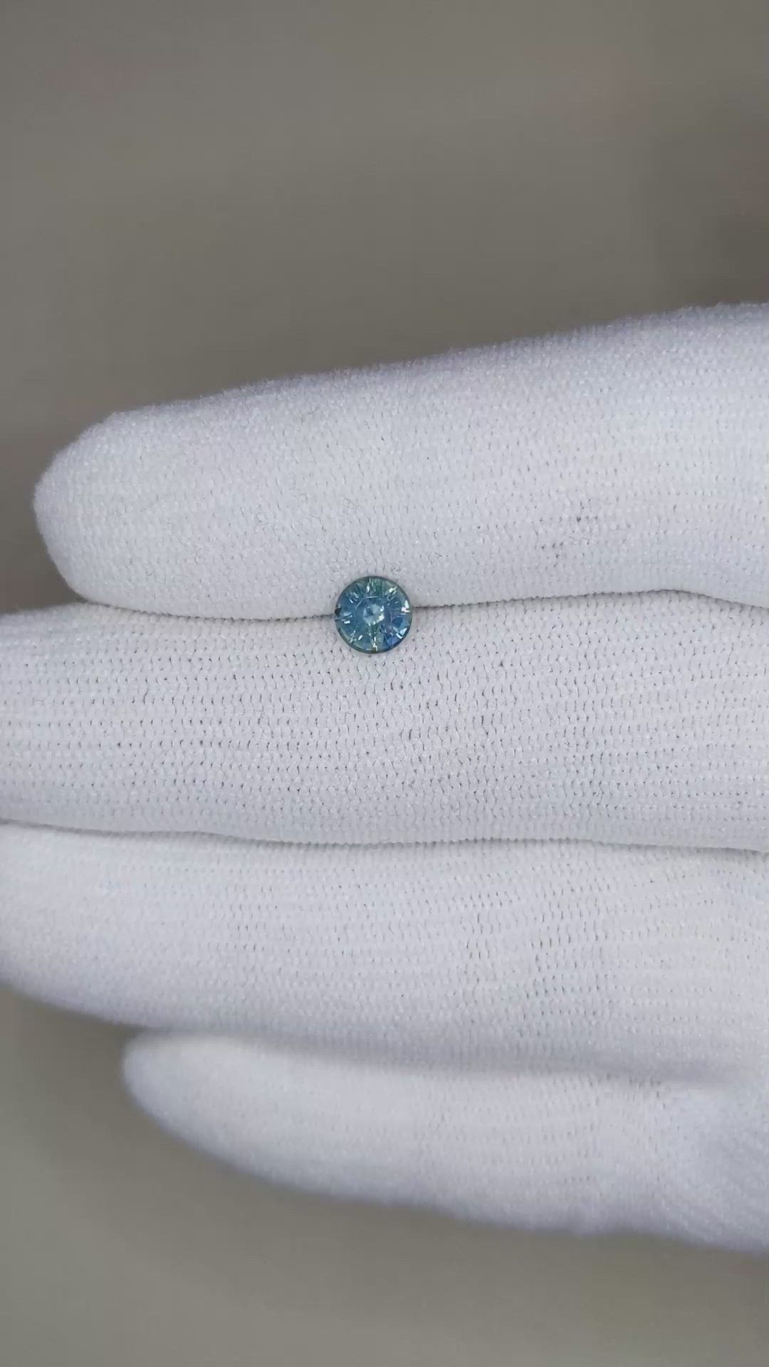 0.71 Ct. Greenish Blue Sapphire from Madagascar Size Video