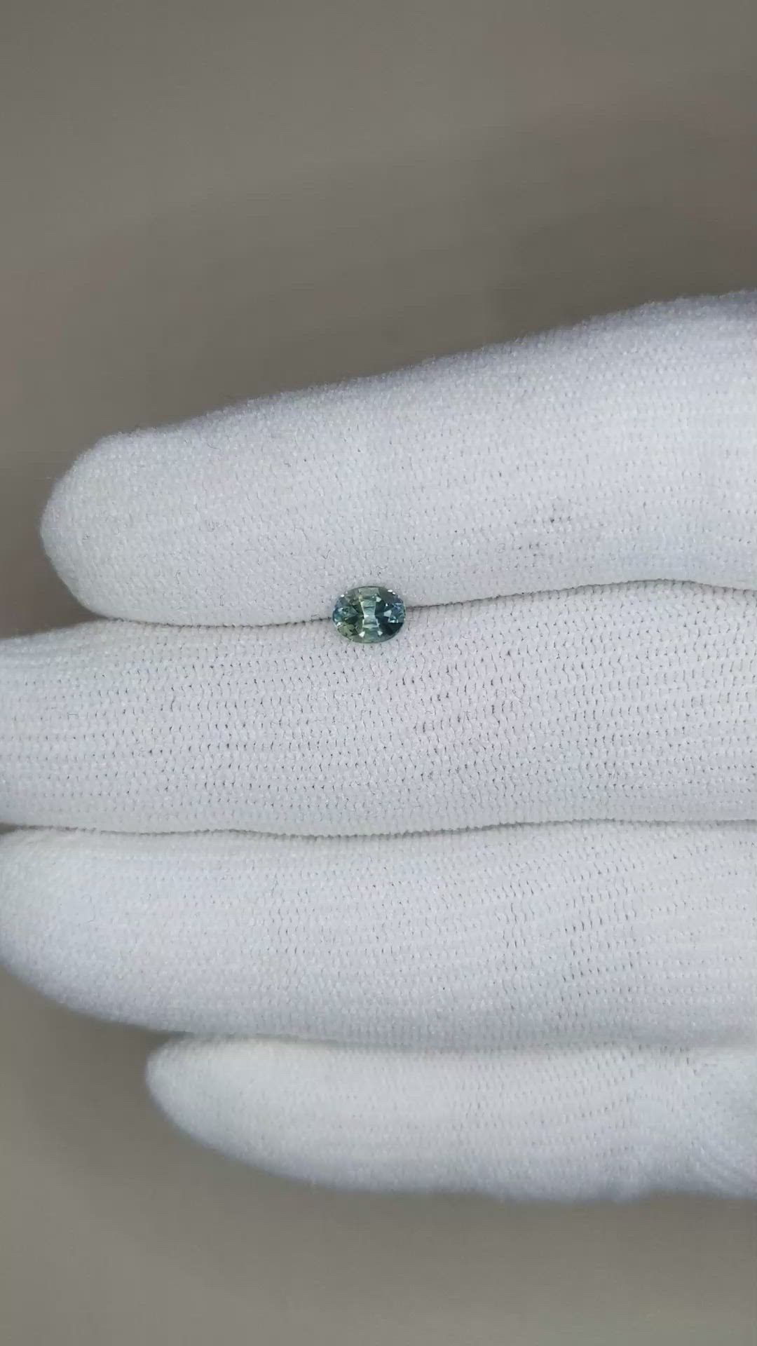 0.52 Ct. Greenish Blue Sapphire from Madagascar Size Video