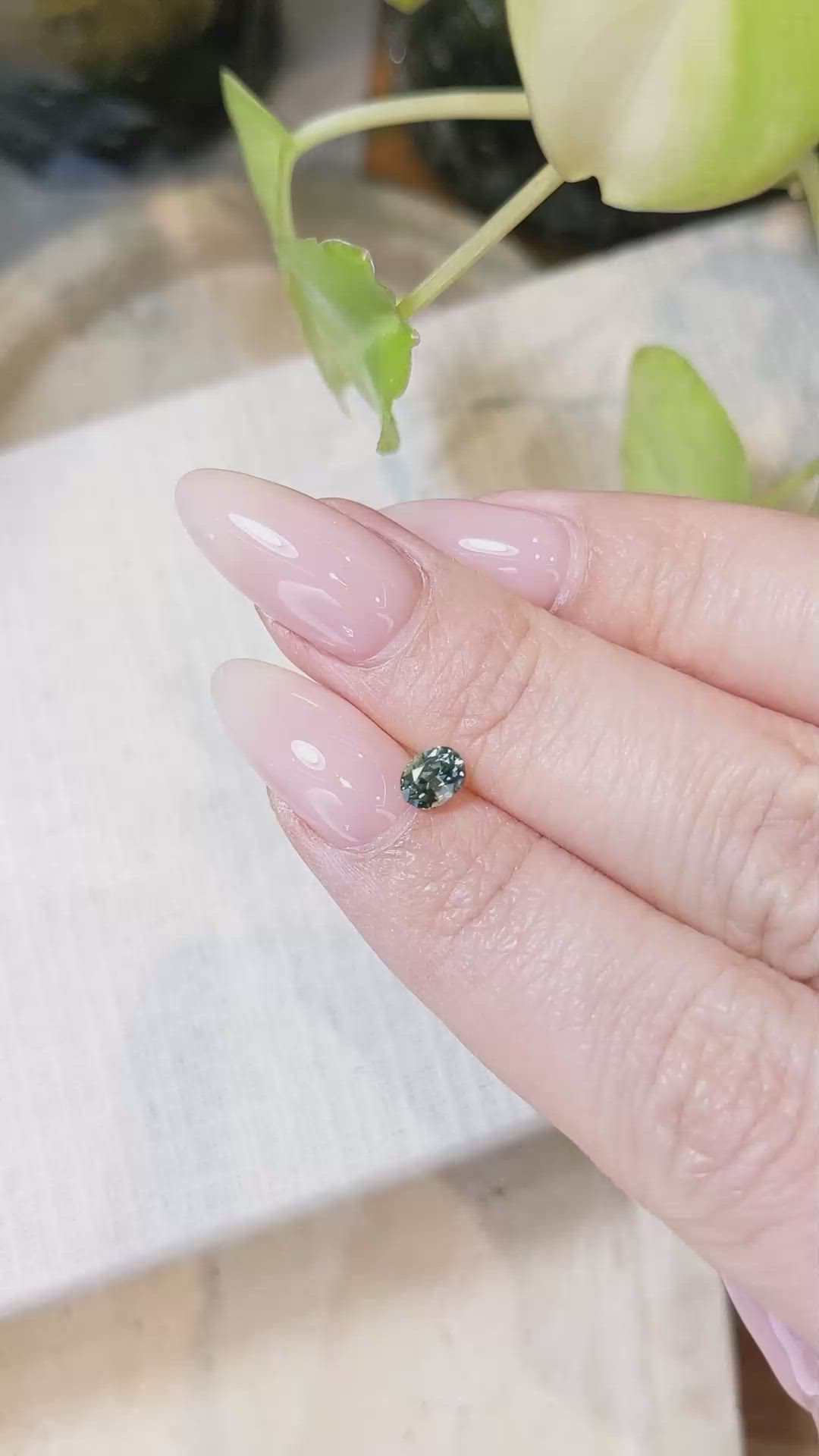 0.52 Ct. Greenish Blue Sapphire from Madagascar Size Video