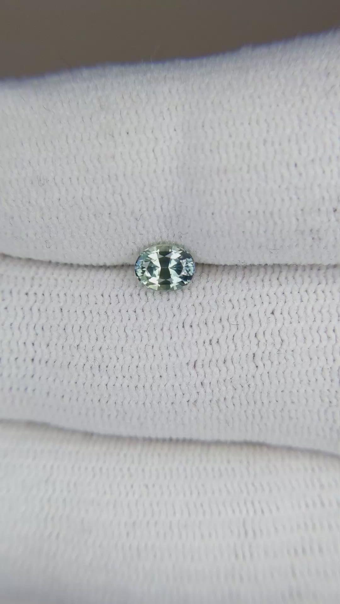 0.52 Ct. Greenish Blue Sapphire from Madagascar Size Video