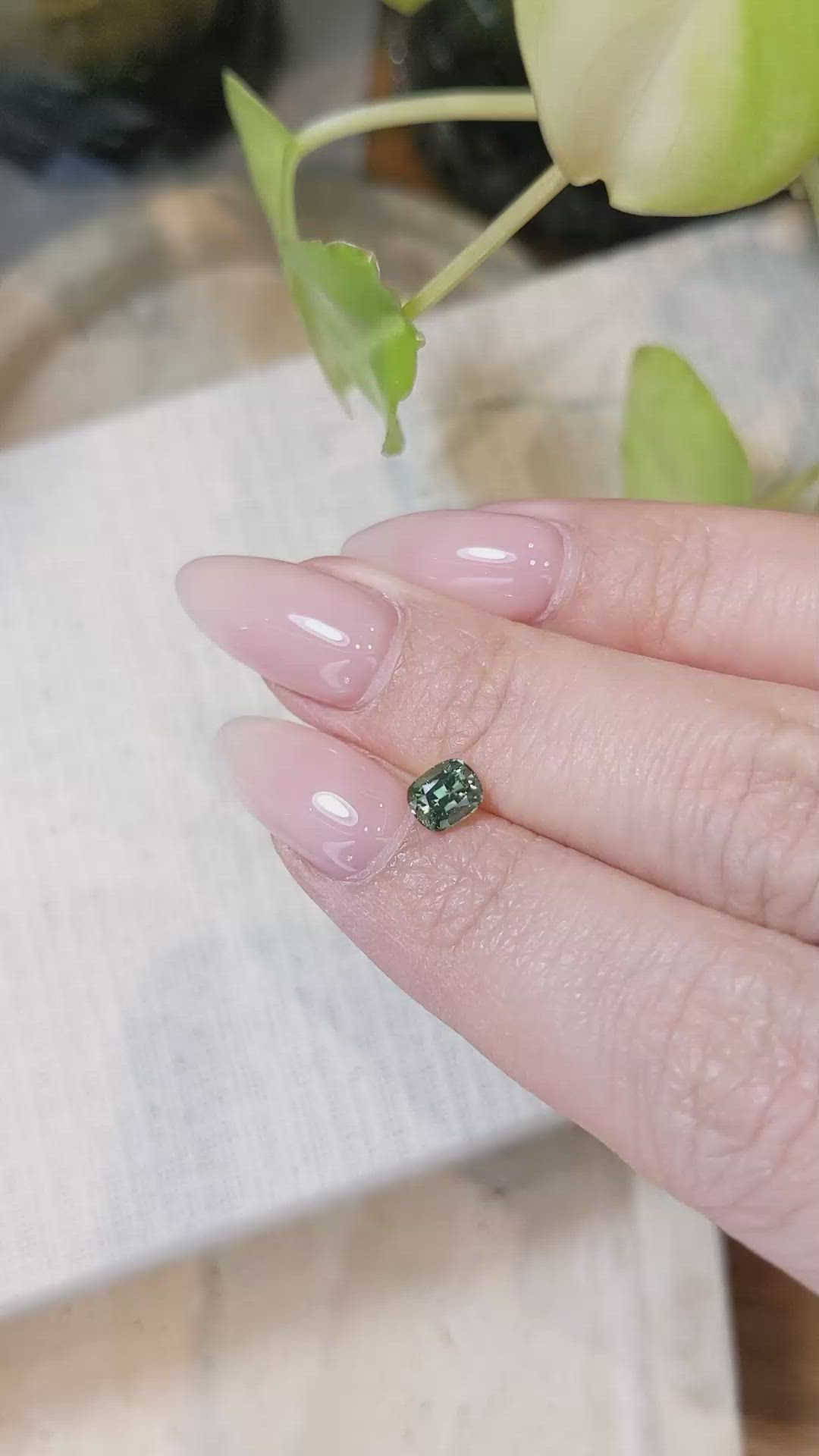 0.74 Ct. Bluish Green Sapphire from Madagascar Size Video