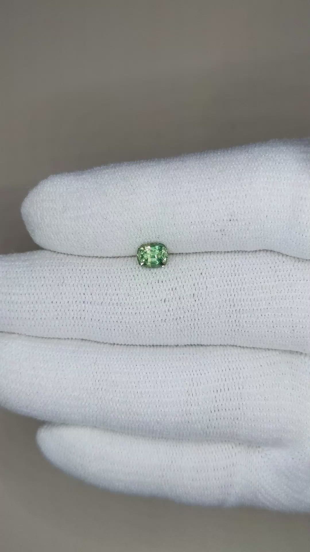 0.74 Ct. Bluish Green Sapphire from Madagascar Size Video