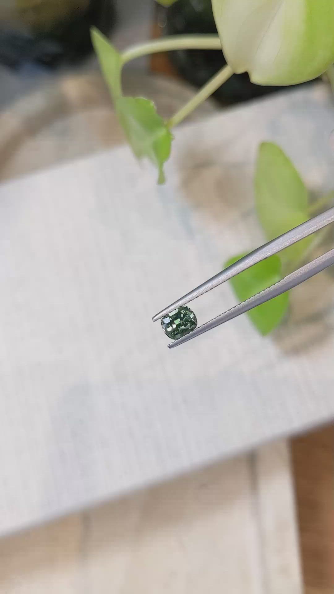 0.74 Ct. Bluish Green Sapphire from Madagascar Size Video